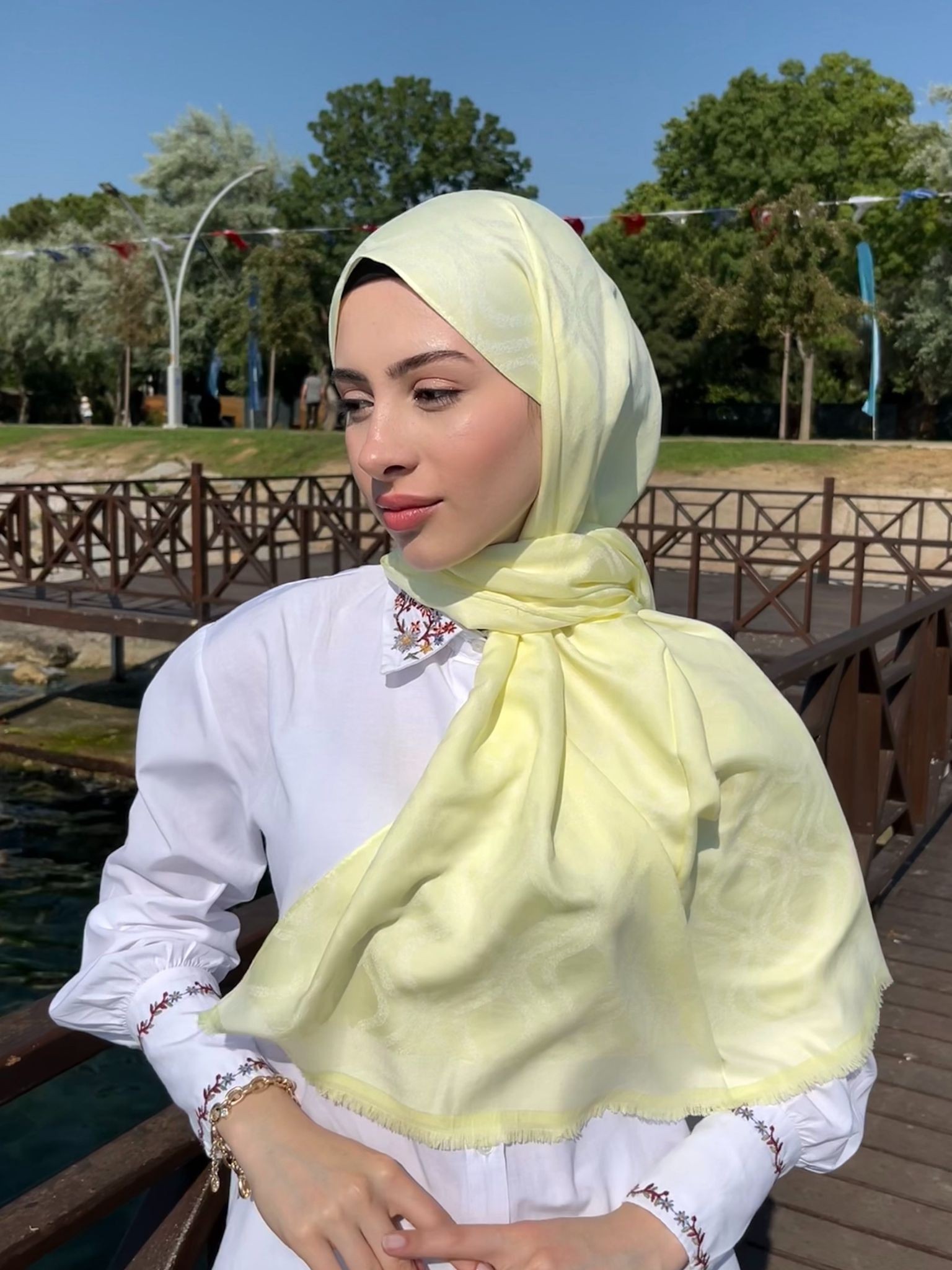 Çift Taraflı Viskon ipeksi Jakar Şal-