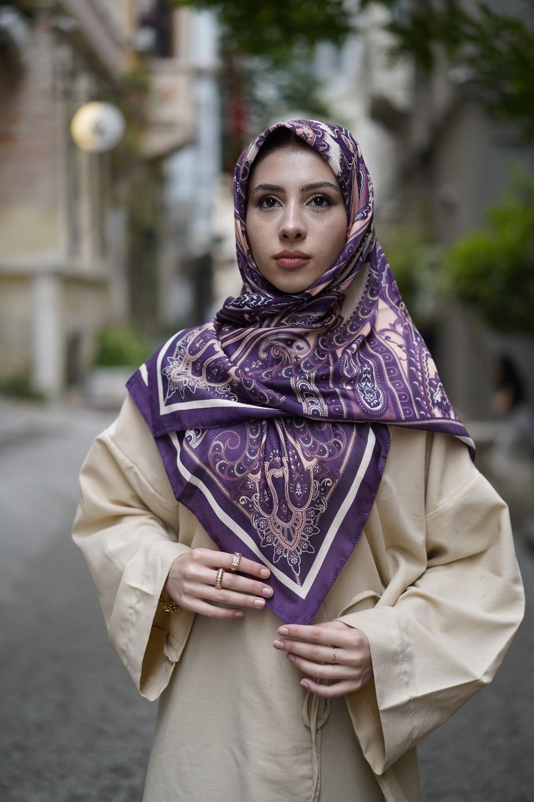 Soft Pamuk Eşarp Lacivert Desen
