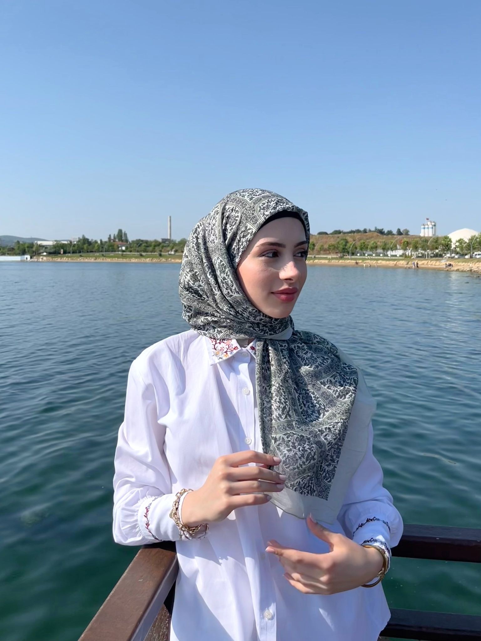 Bambu Kraş Eşarp-Jazmin Desen 