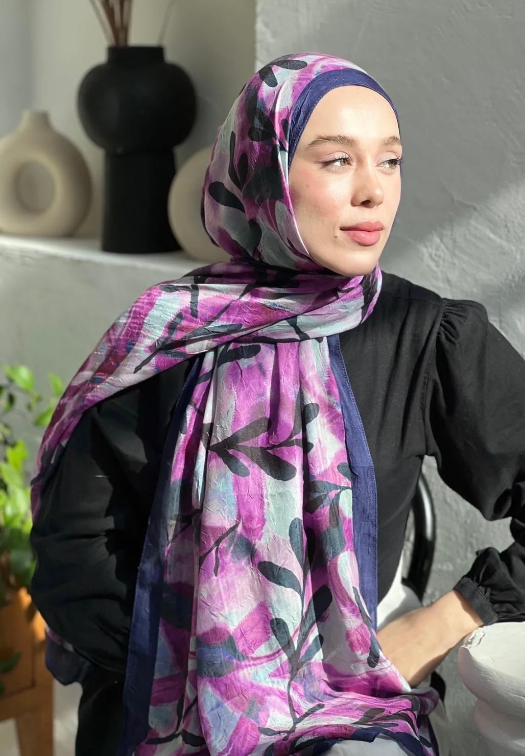 Yaprak Desen Bambu Şal