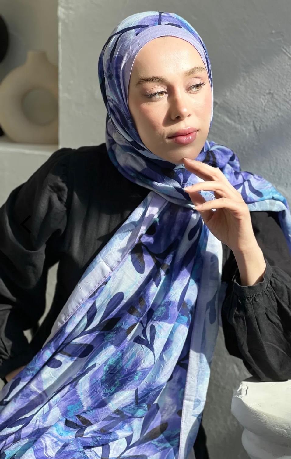 Yaprak Desen Bambu Şal