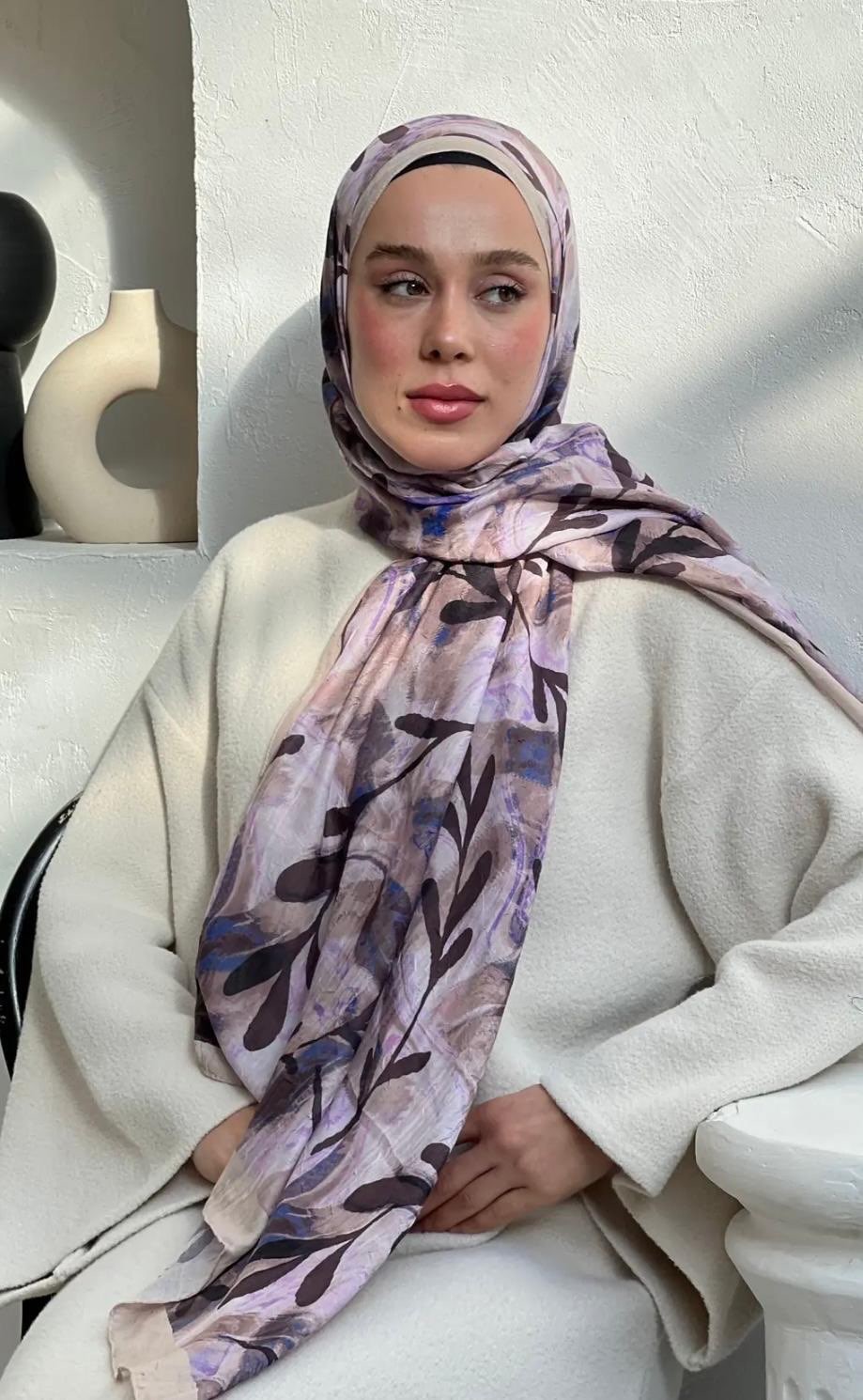 Yaprak Desen Bambu Şal