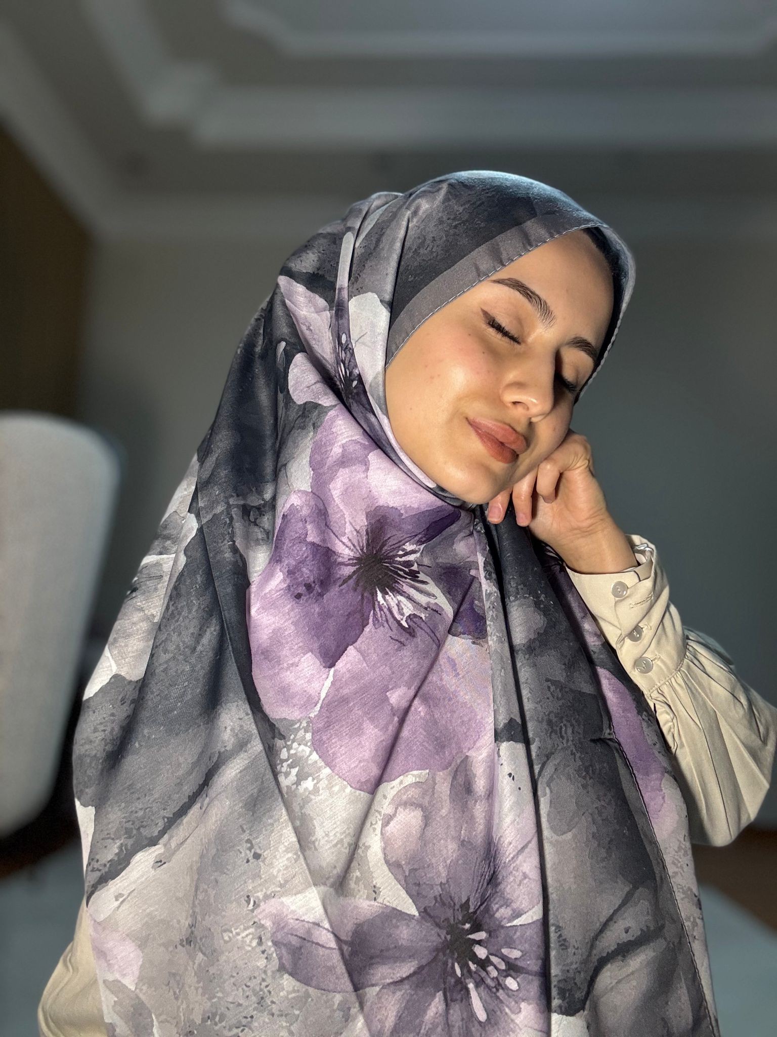 Soft Pamuk Şal -Lotus Desen