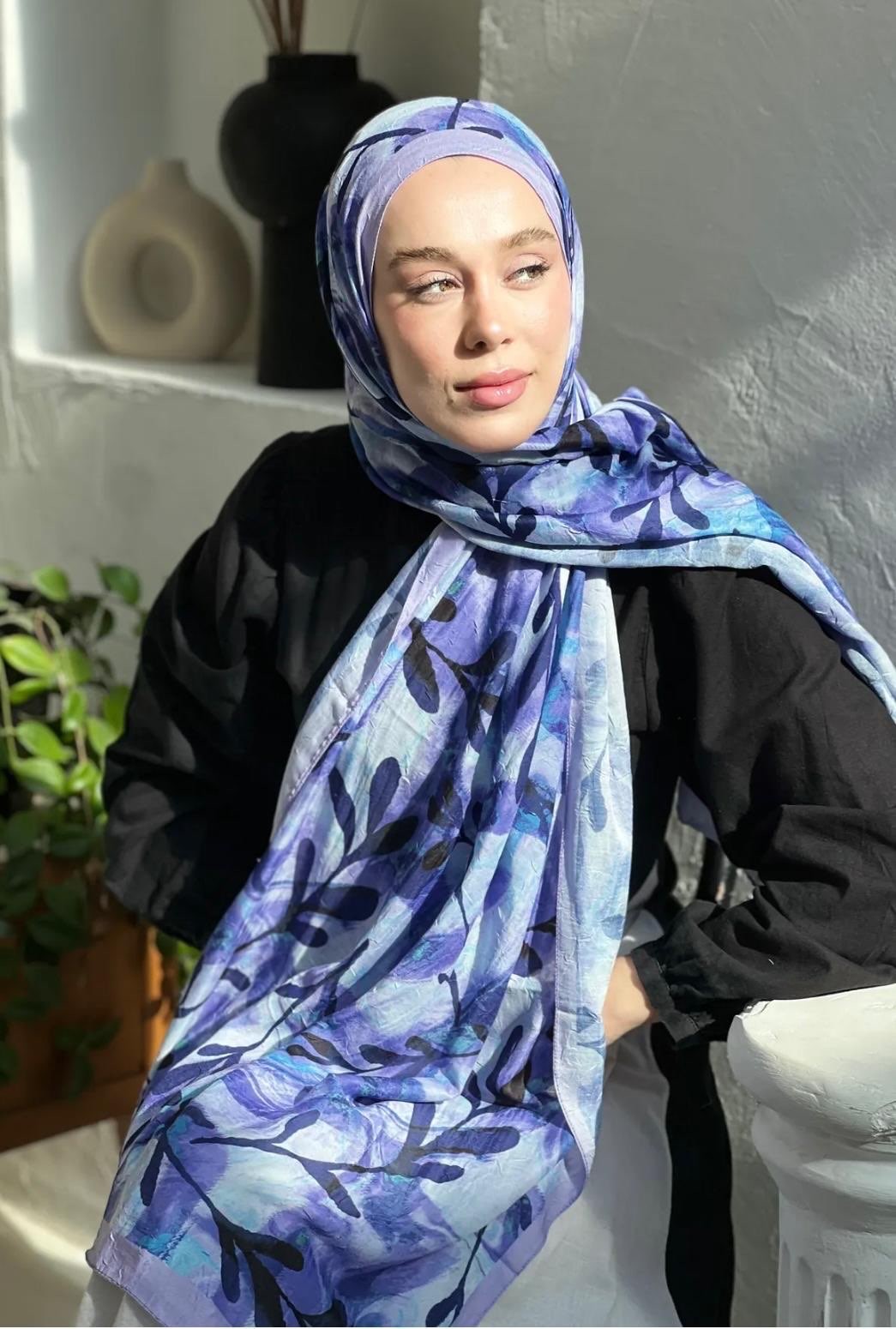 Yaprak Desen Bambu Şal