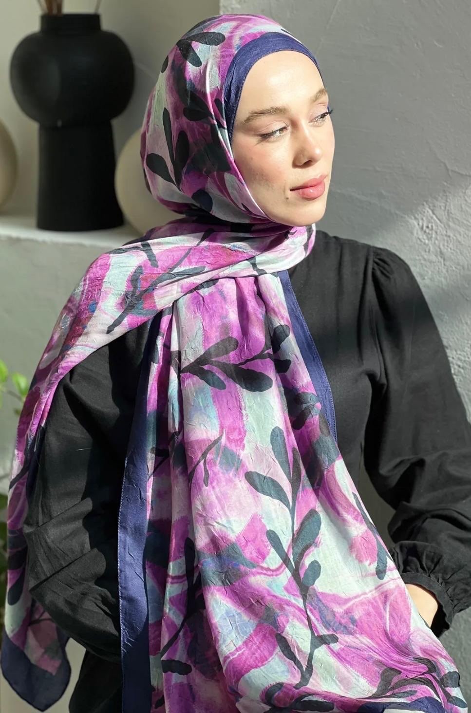 Yaprak Desen Bambu Şal