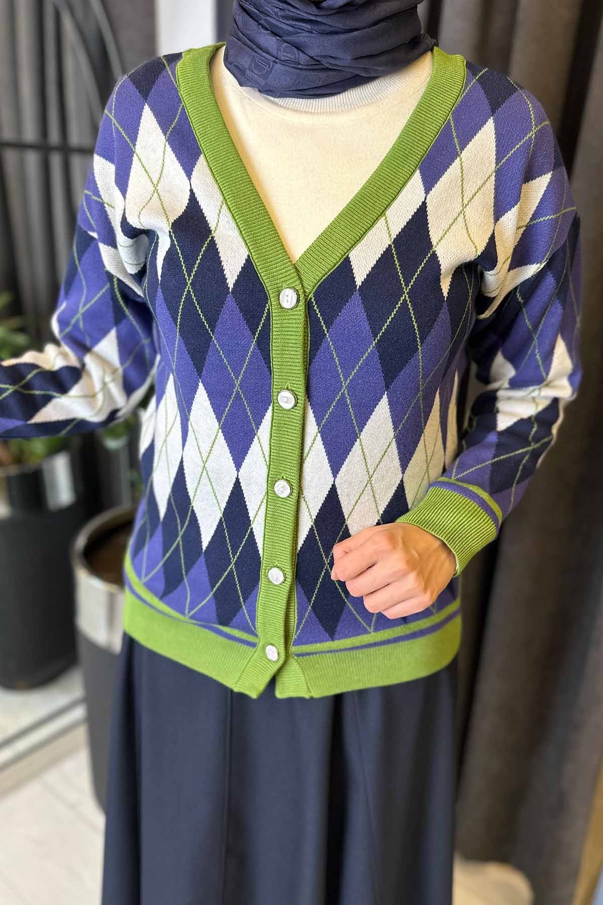 BAKLAVA DESENLİ TRİKO - Lacivert