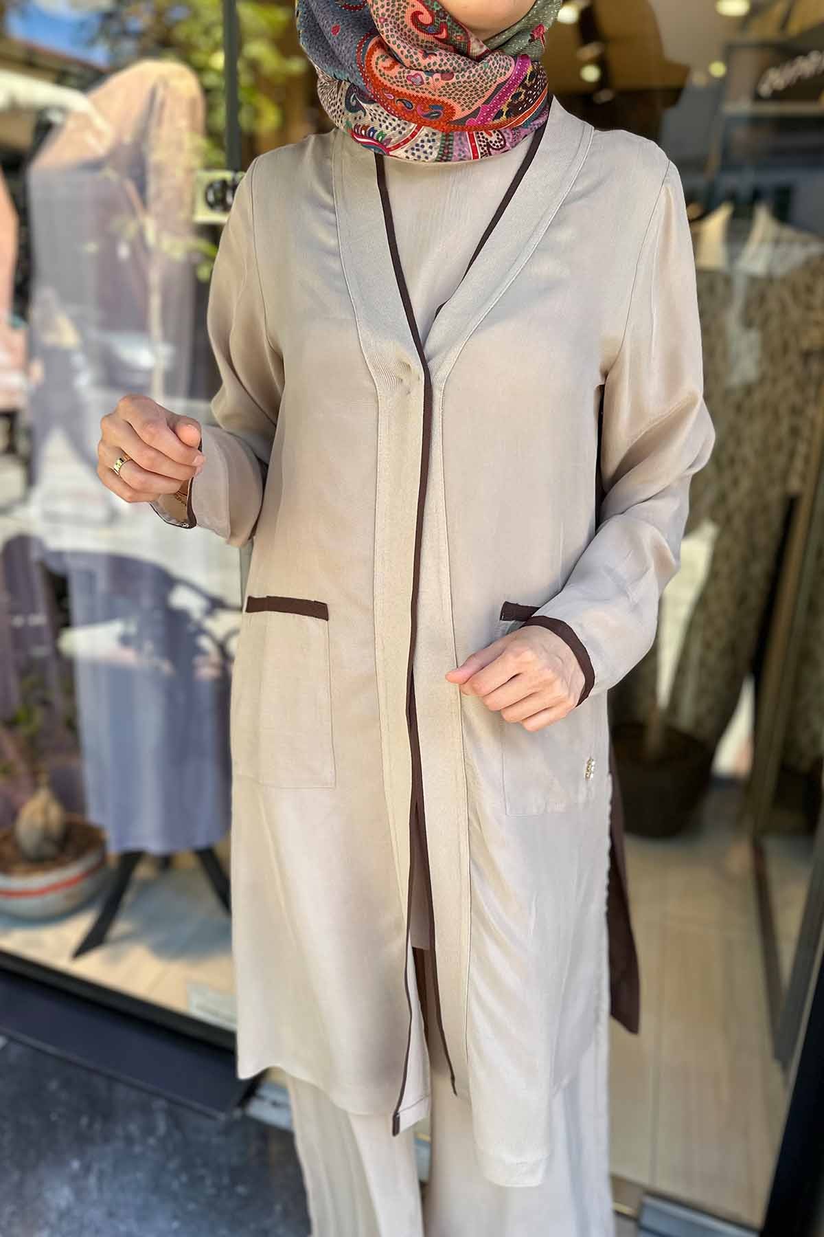 TRİKO CUPRA GARNİLİ KETEN HIRKA