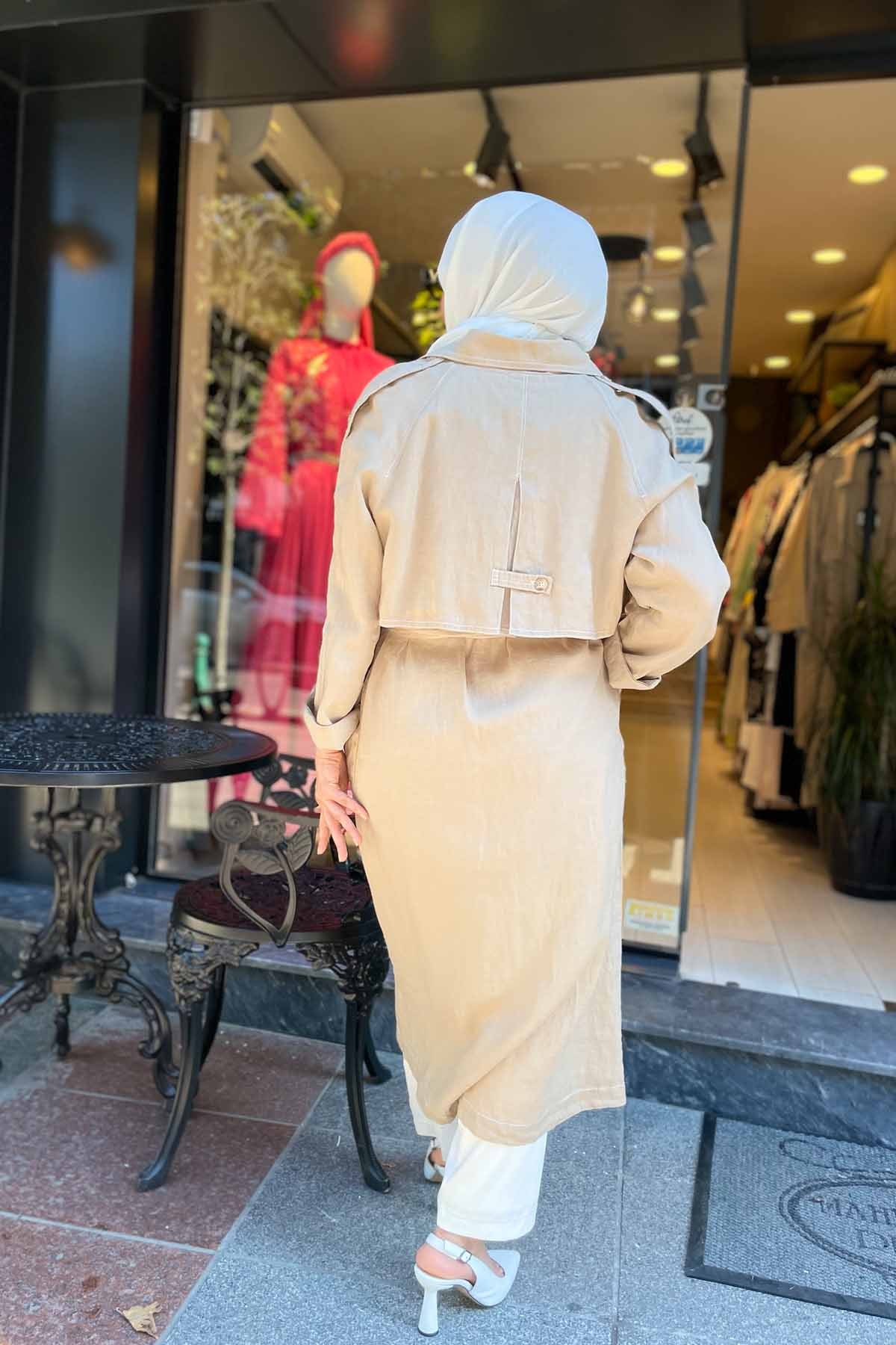 KETEN YAZLIK TRENÇKOT