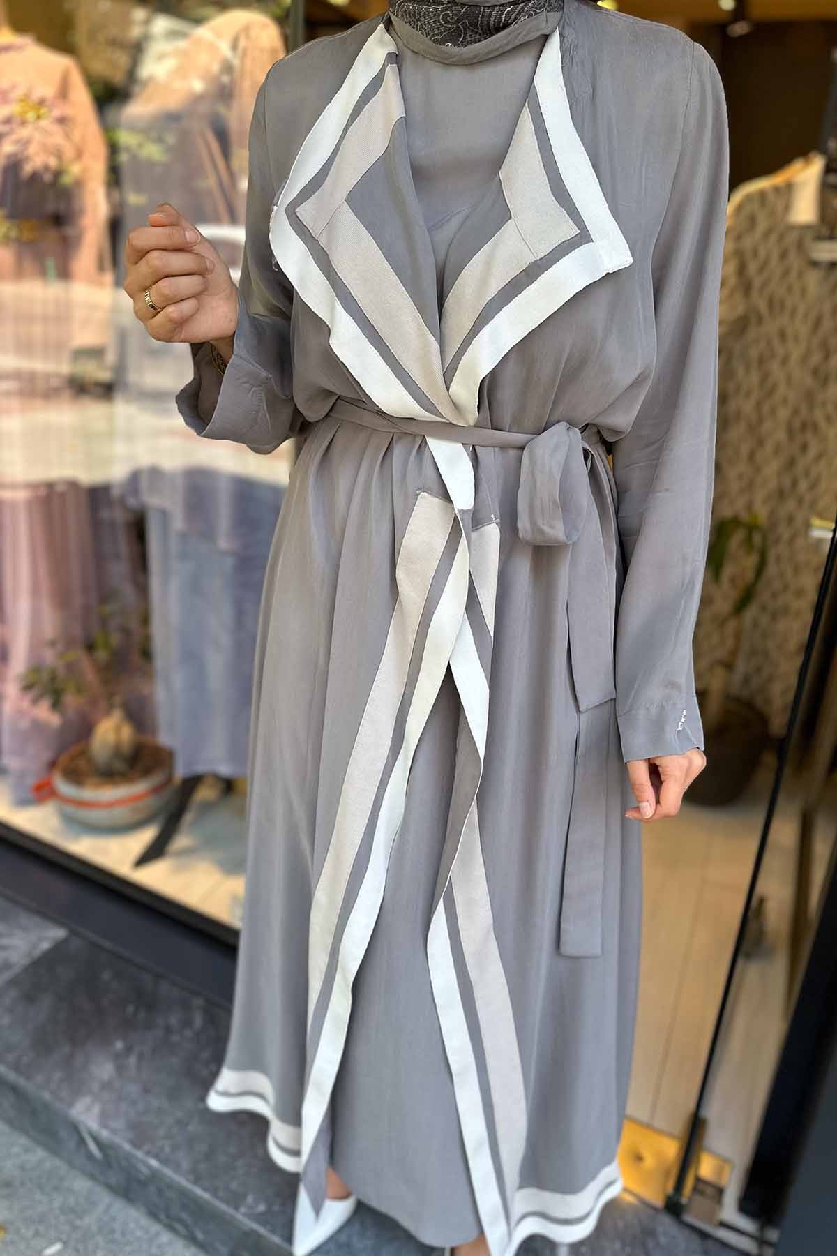 TRİKO TİKTAKLI CUPRA KAFTAN