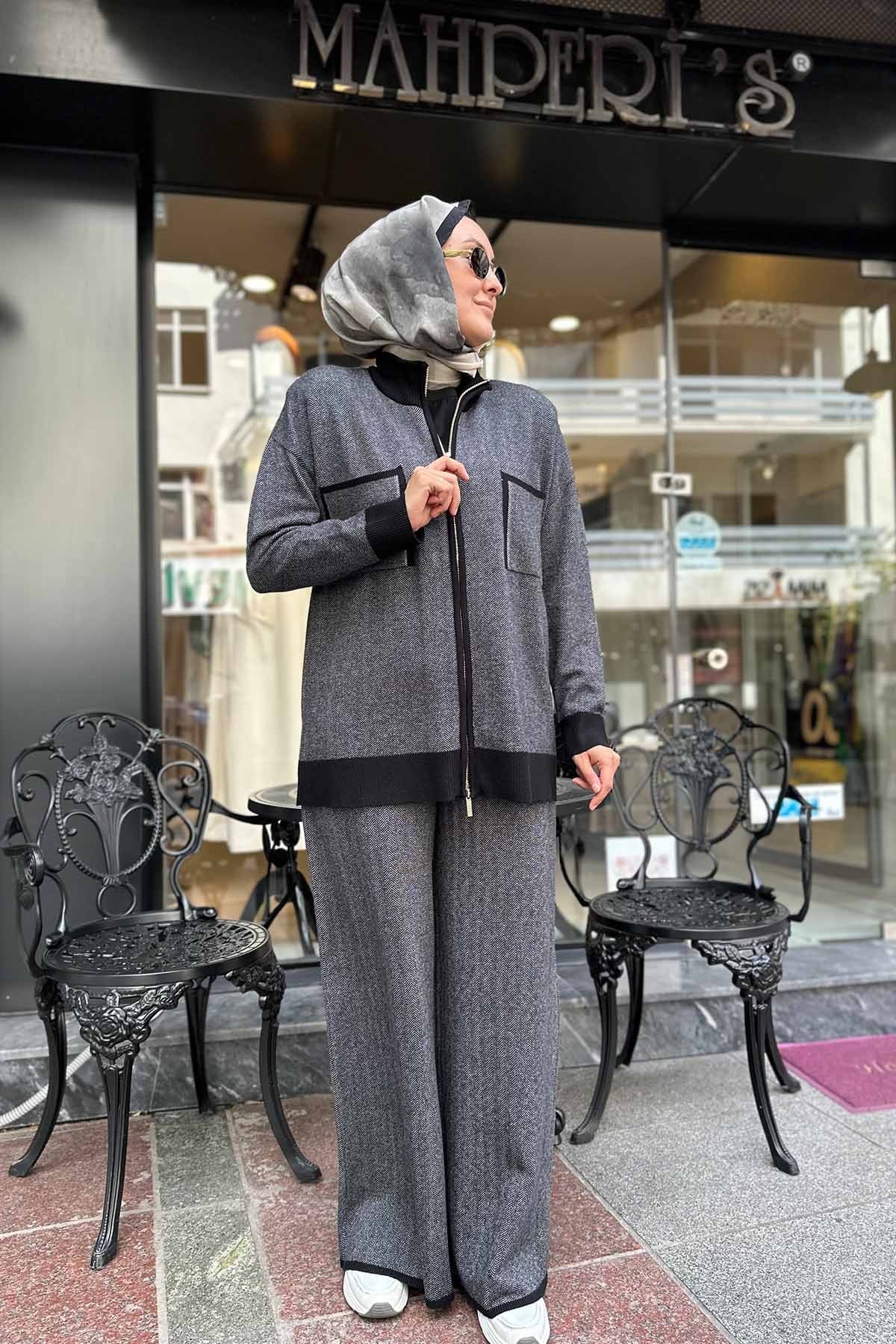 TOUCH ME DOKU DESENLİ BOL PAÇA PANTOLON