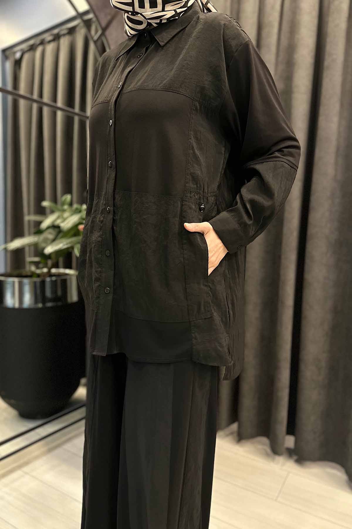 DUBAİ GARNİLİ BAMBU GÖMLEKLİ TAKIM