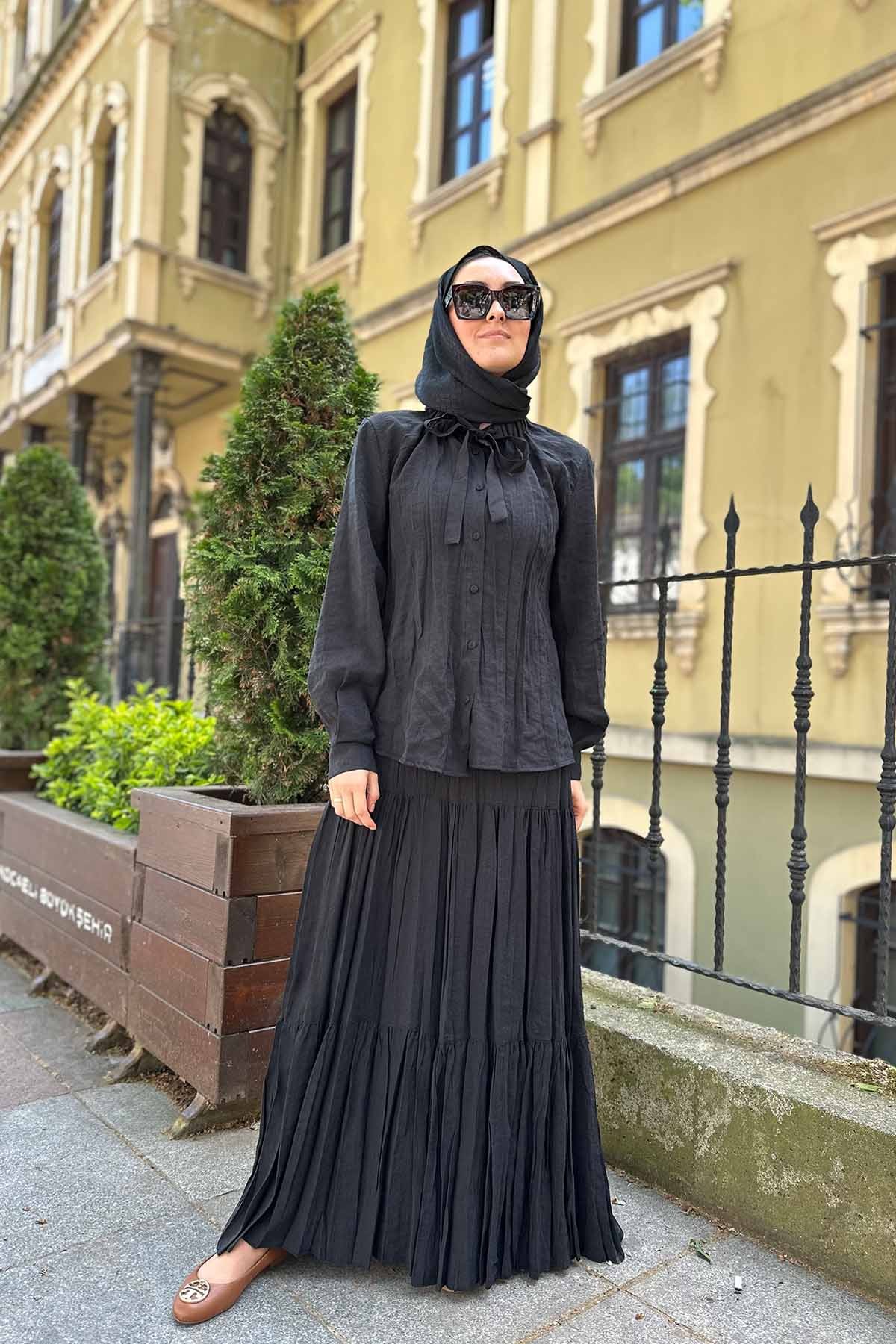 YAKASI BAĞLAMALI ETEĞİ KATKAT KRAŞLI CUPRA TAKIM