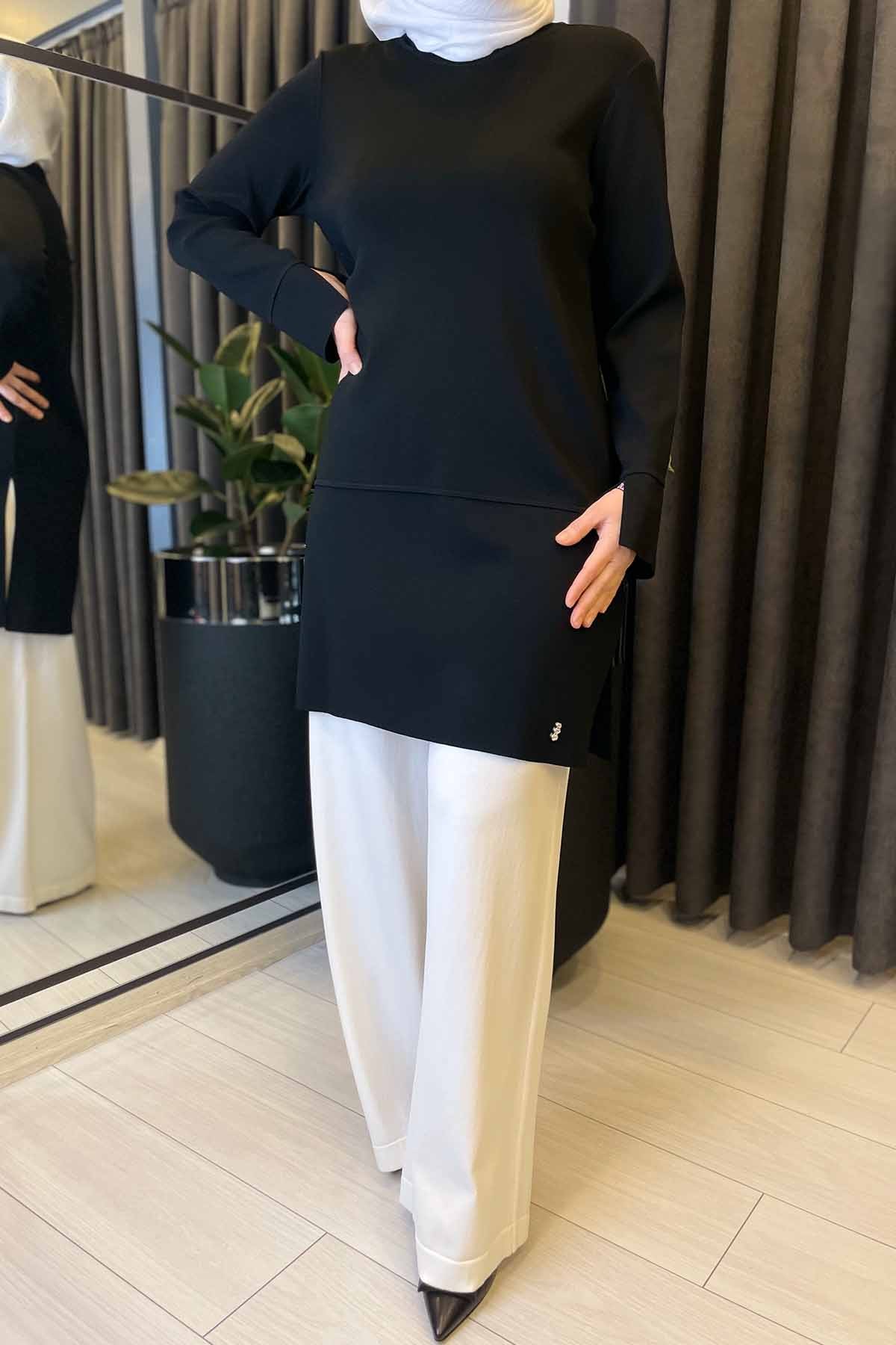 DÜZ KESİM YIRTMAÇLI BASİC TRİKO TUNİK