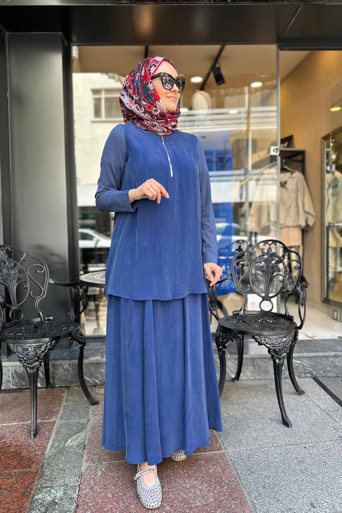 YAKASI FERMUARLI CUPRA TUNİK