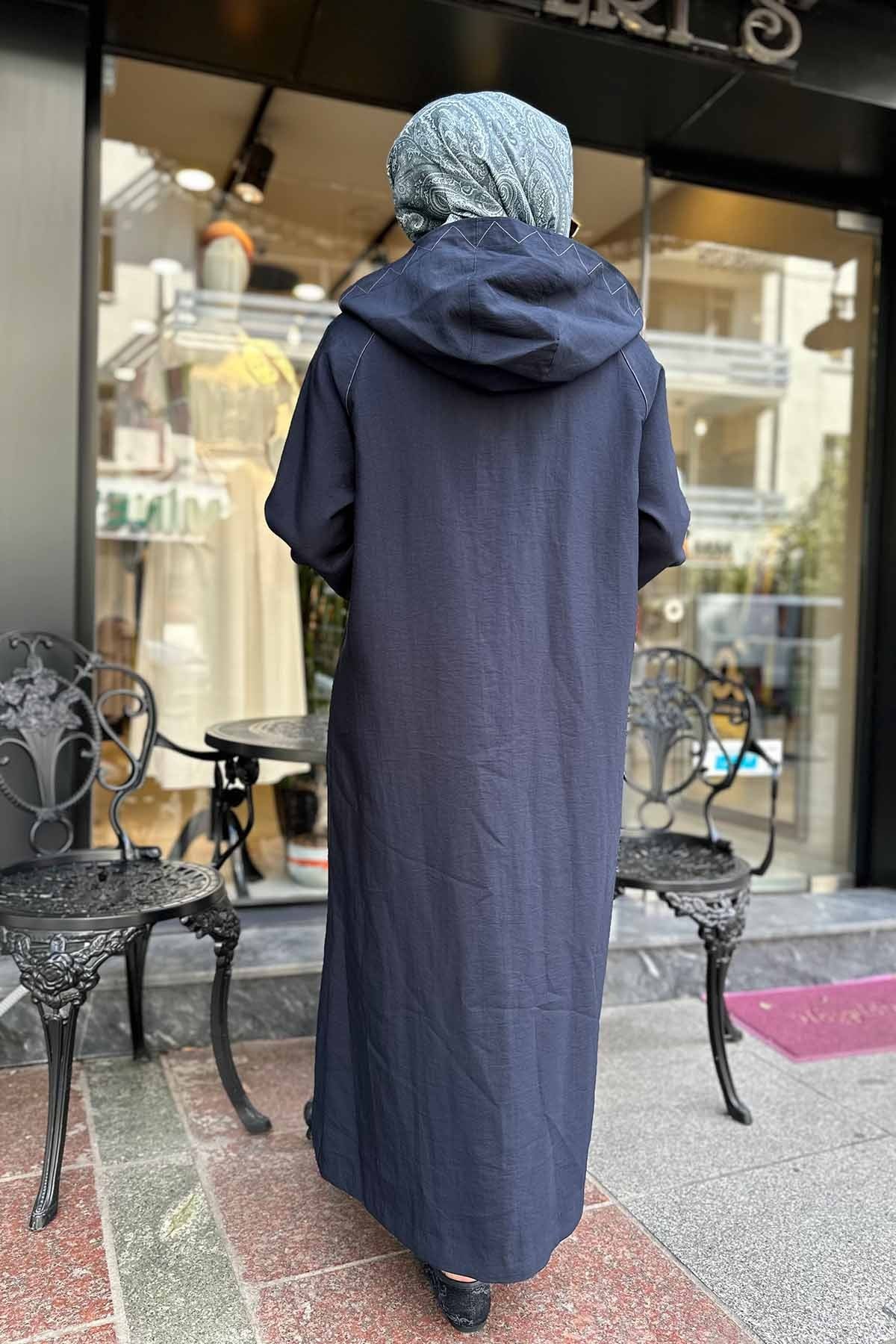 KAPÜŞONLU ZİG ZAG DİKİŞLİ TRENÇKOT
