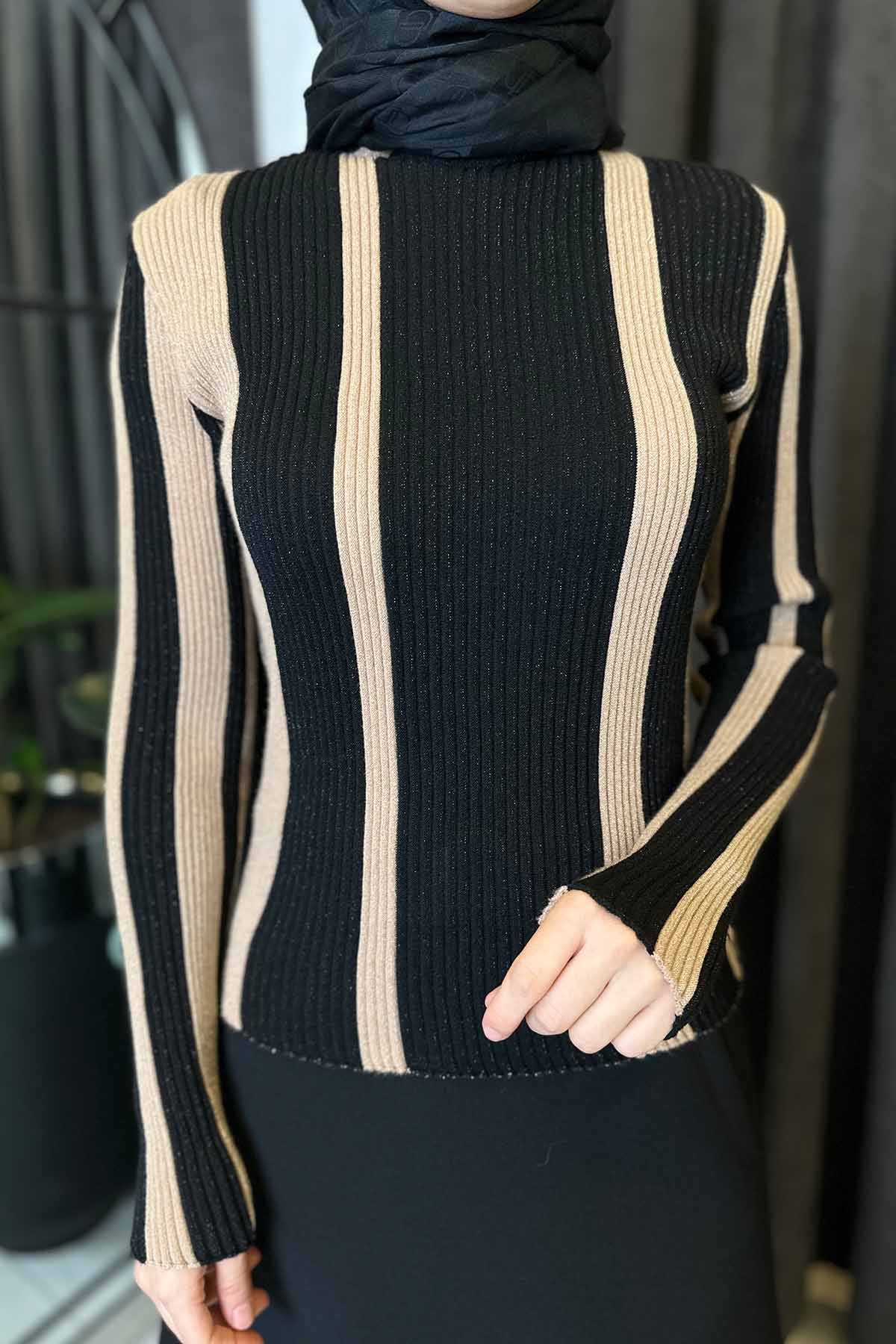 SİMLİ İP ÇİZGİLİ TRİKO