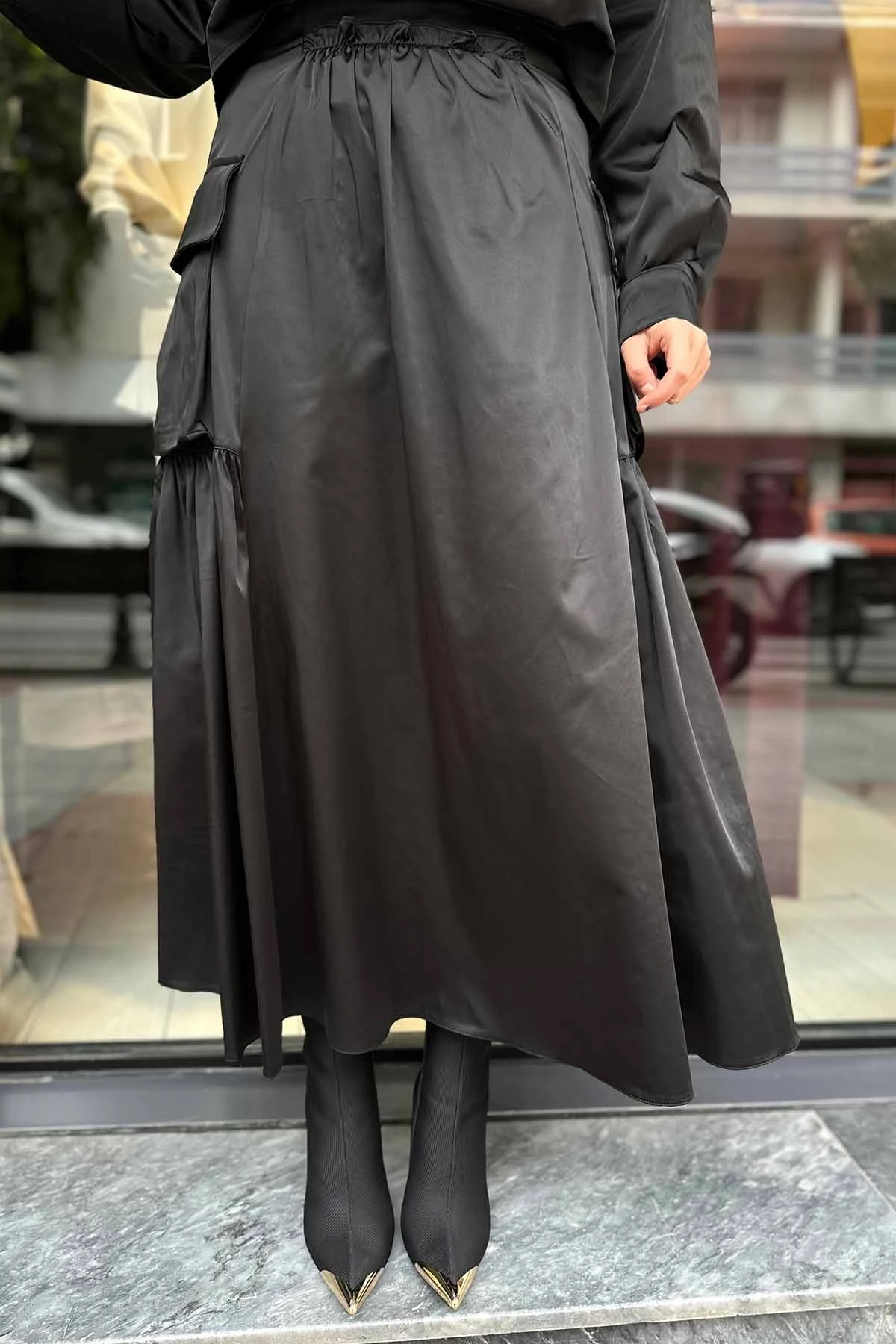 PARAŞÜT KUMAŞ CEP DETAYLI ETEK