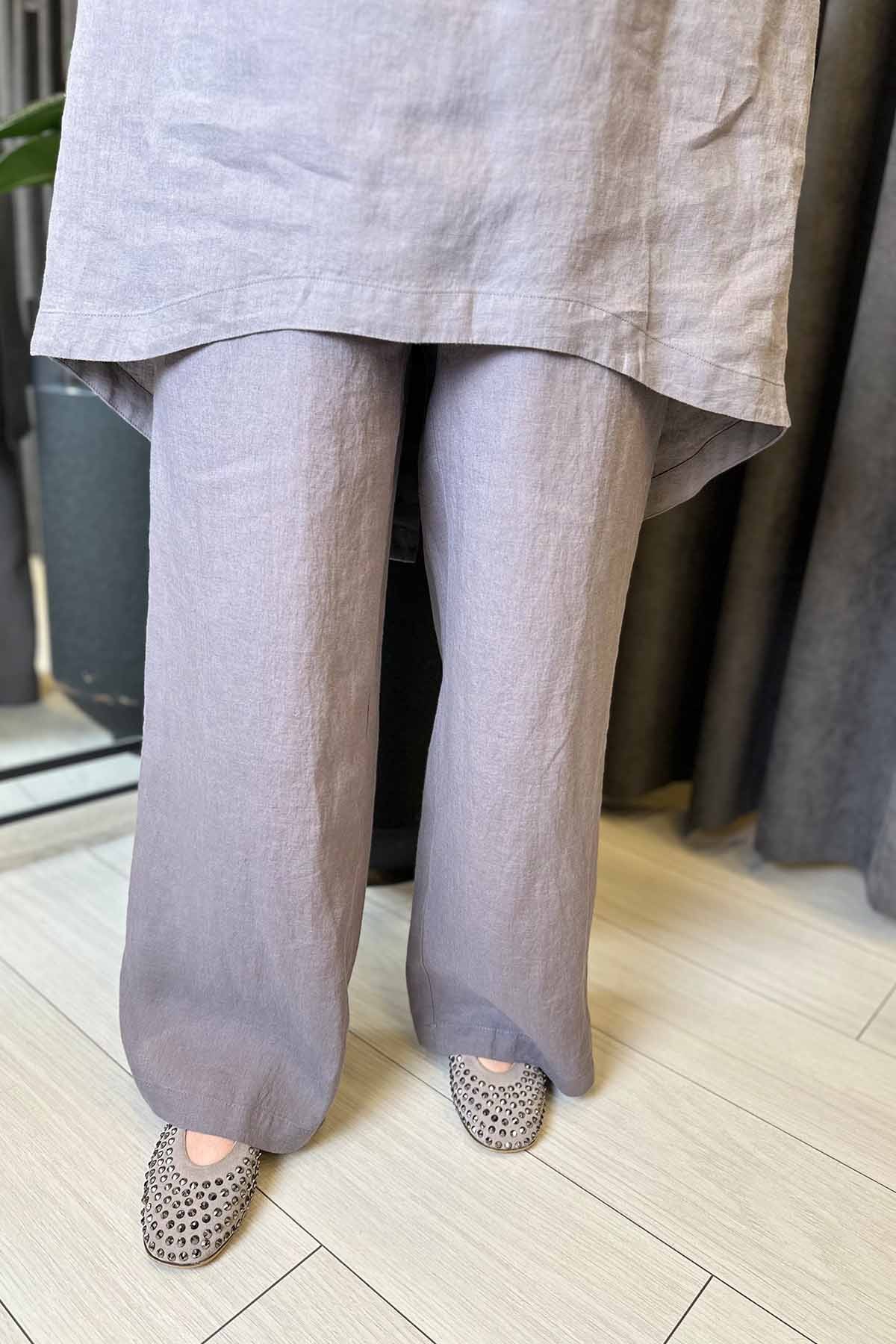 DÜZ RENK BOL PAÇA KETEN PANTOLON