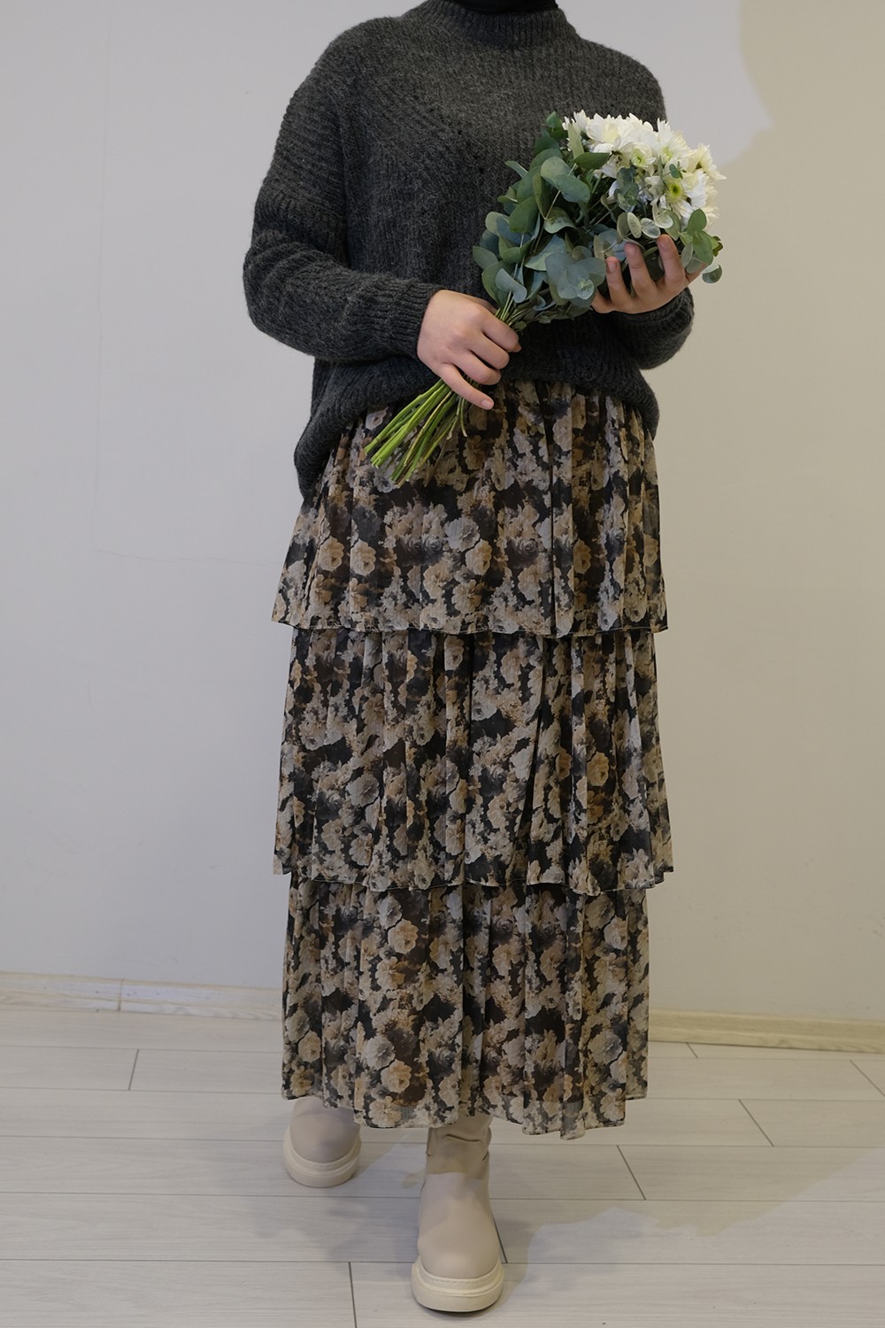 ÇİÇEK DESENLİ ETEK