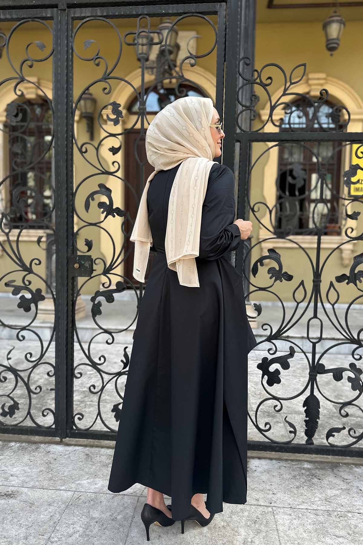 BELİ FİYONKLU ELBİSE