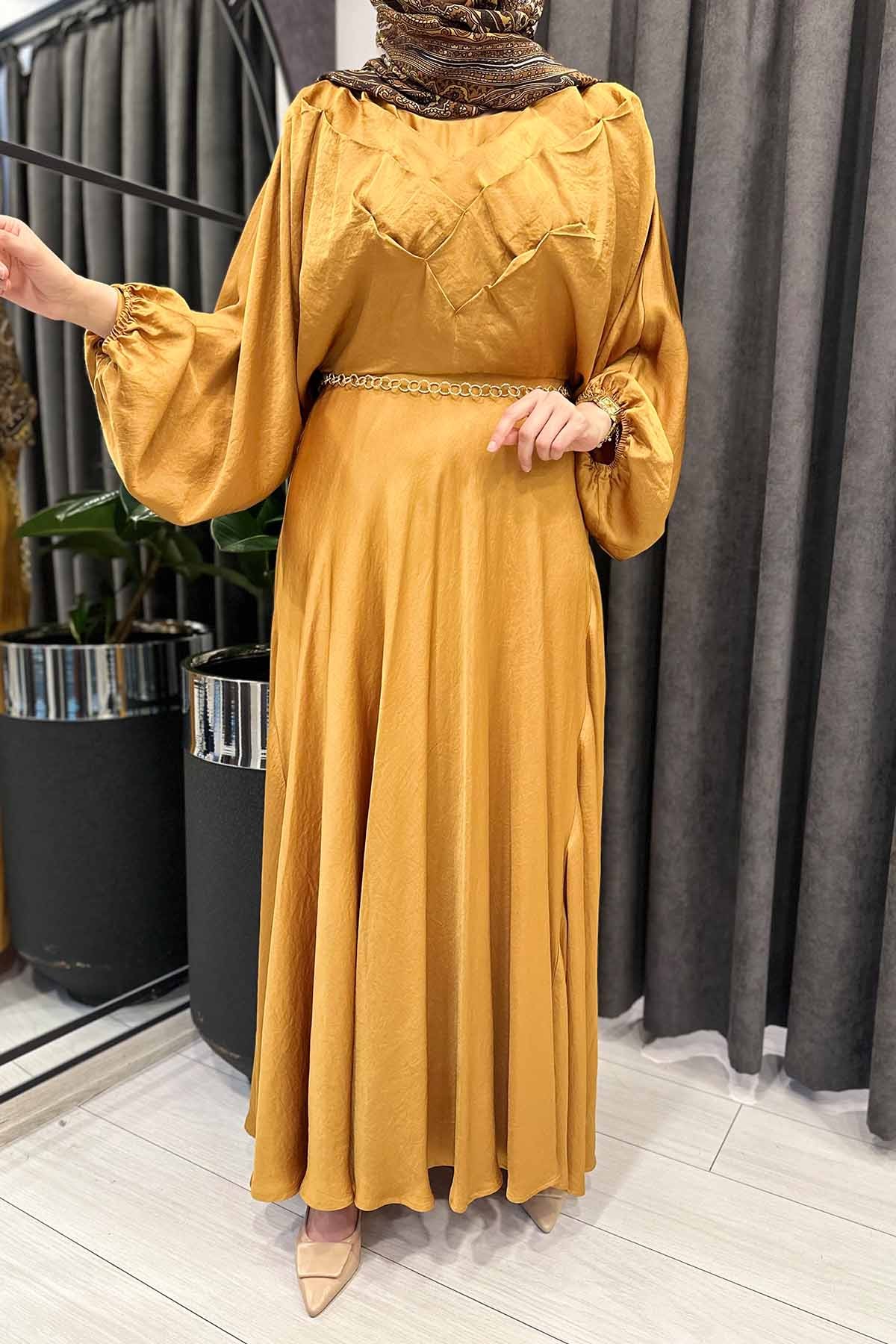 ÖNÜ DRAPELİ ELBİSE