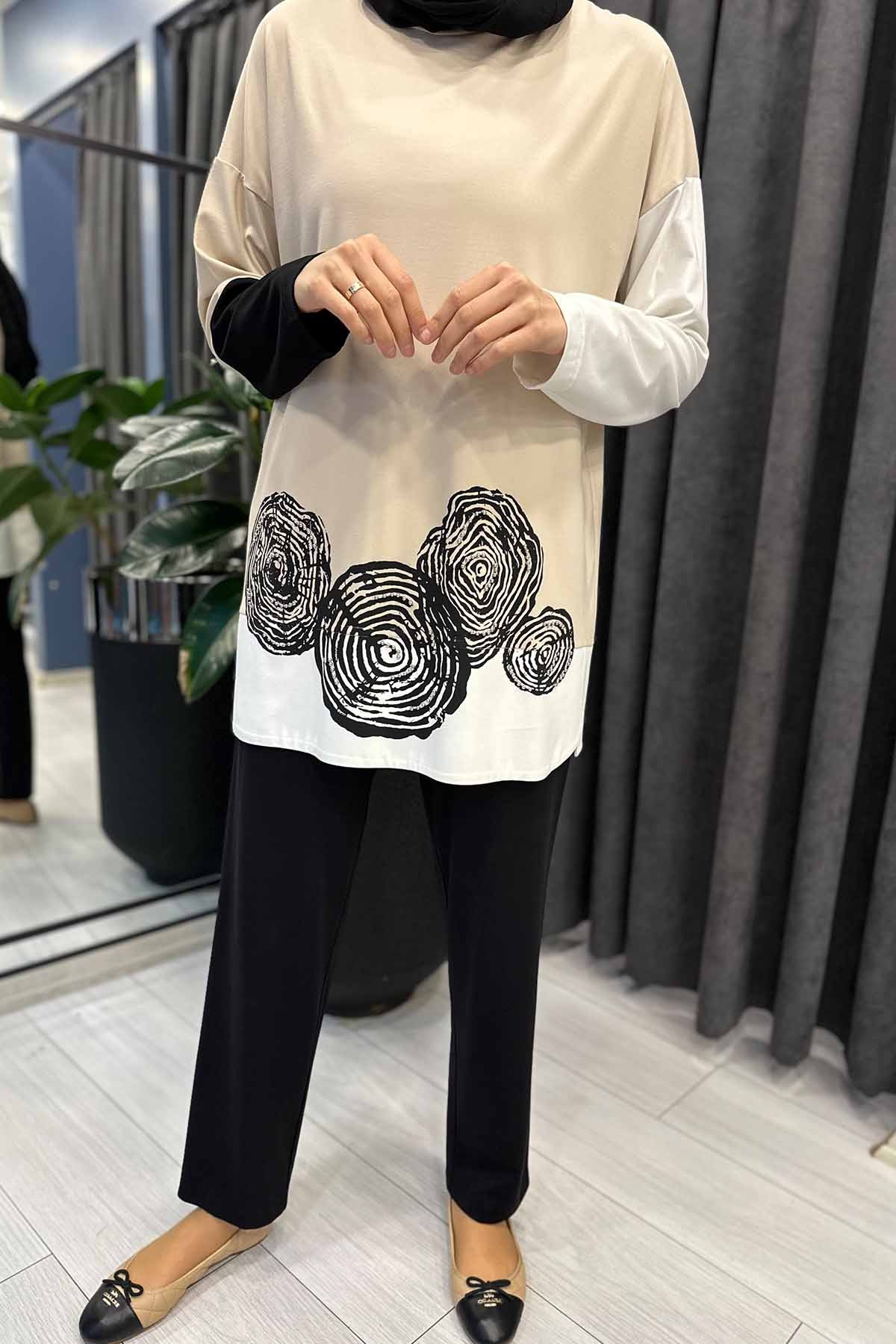 GÜL BASKILI BAMBU TAKIM