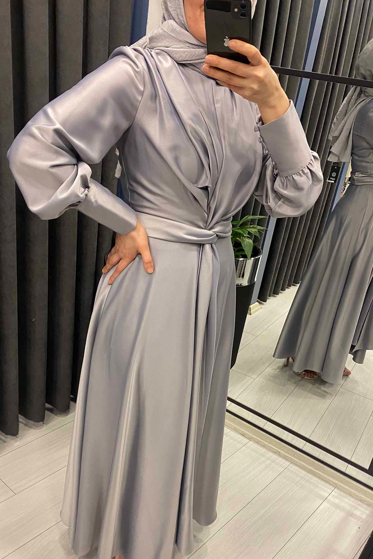 DRAPE DETAYLI KLOŞ ELBİSE