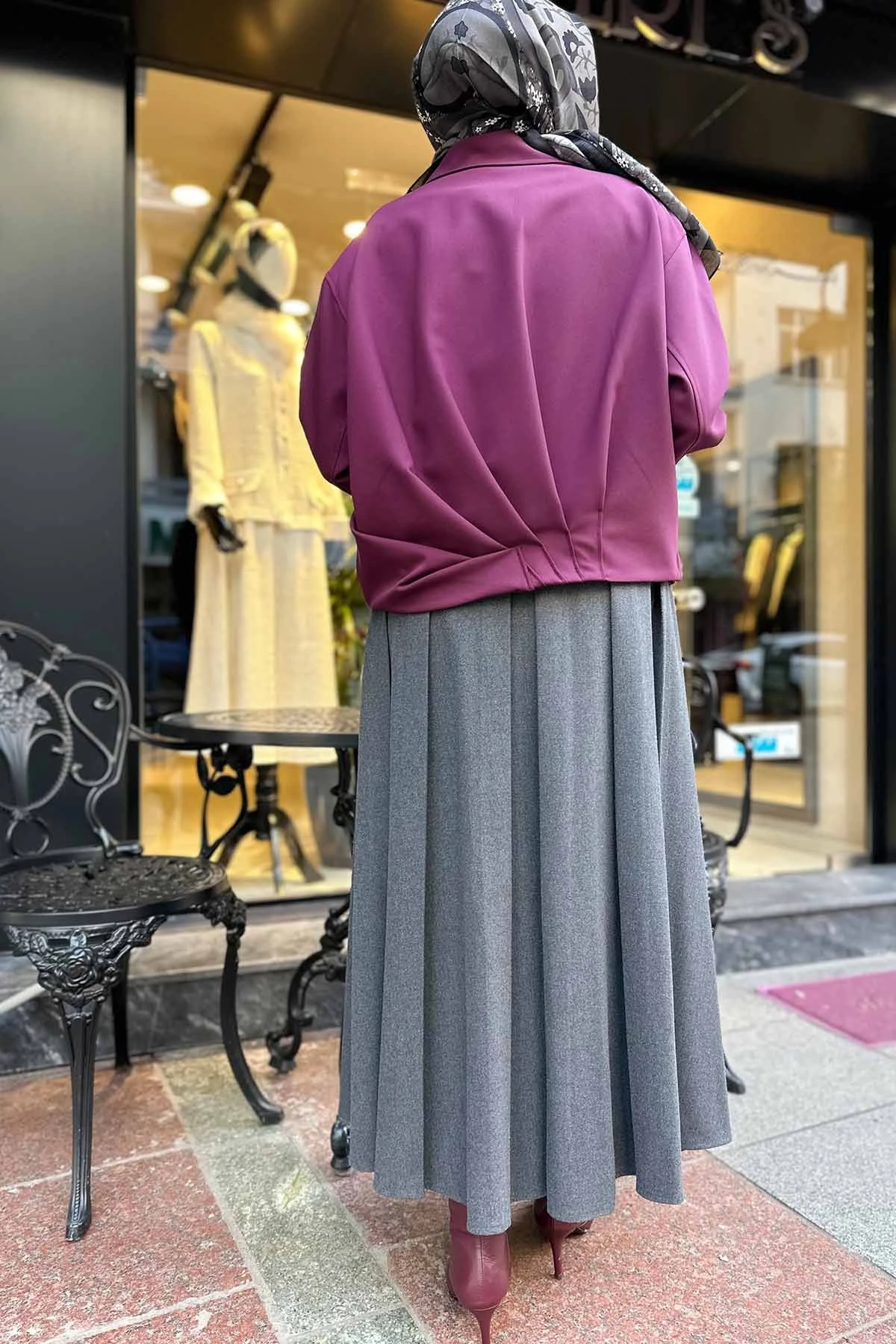 NAKIŞ DETAYLI BOMBER CEKET