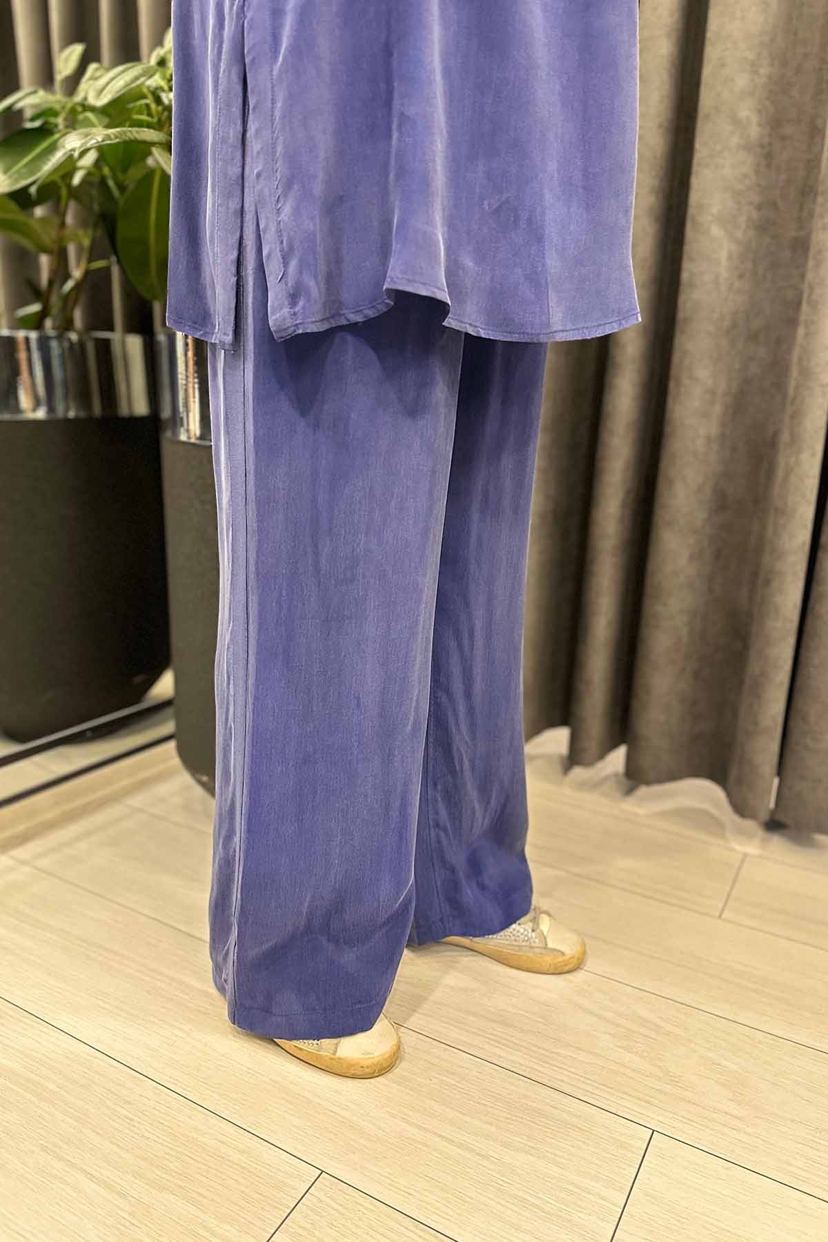 BELİ LASTİKLİ BOL PAÇA CUPRA PANTOLON