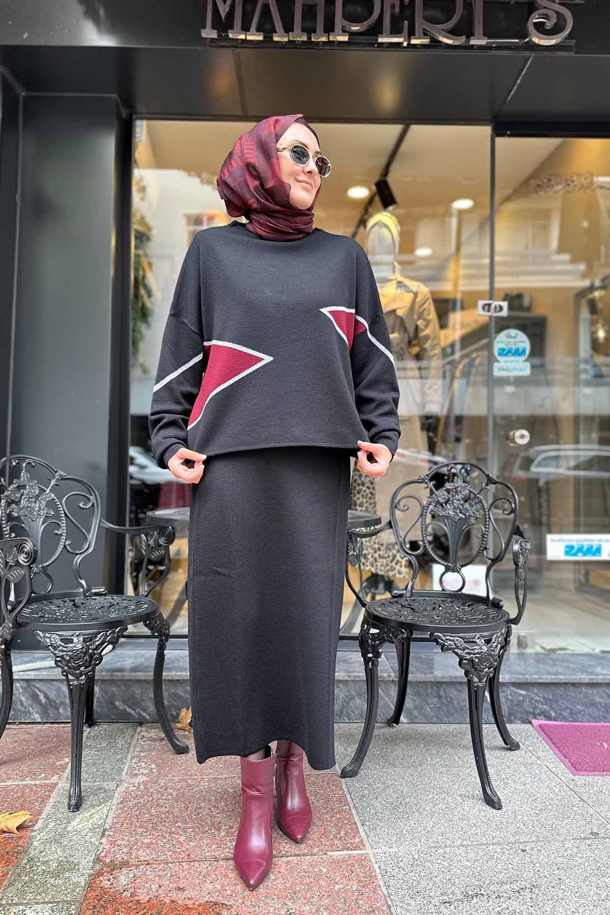 GEOMETRİK TRİKO BLUZ