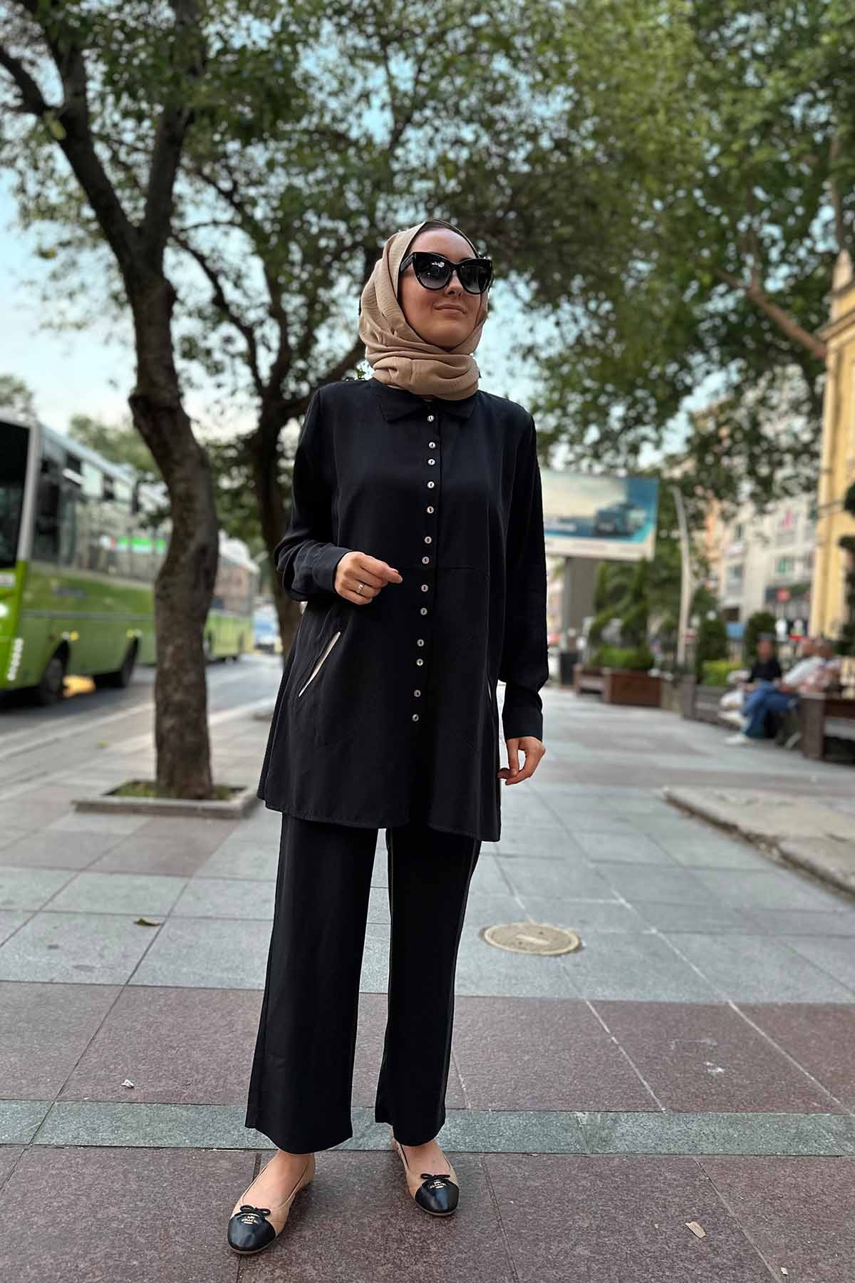 TENCEL DÜĞME DETAYLI TAKIM