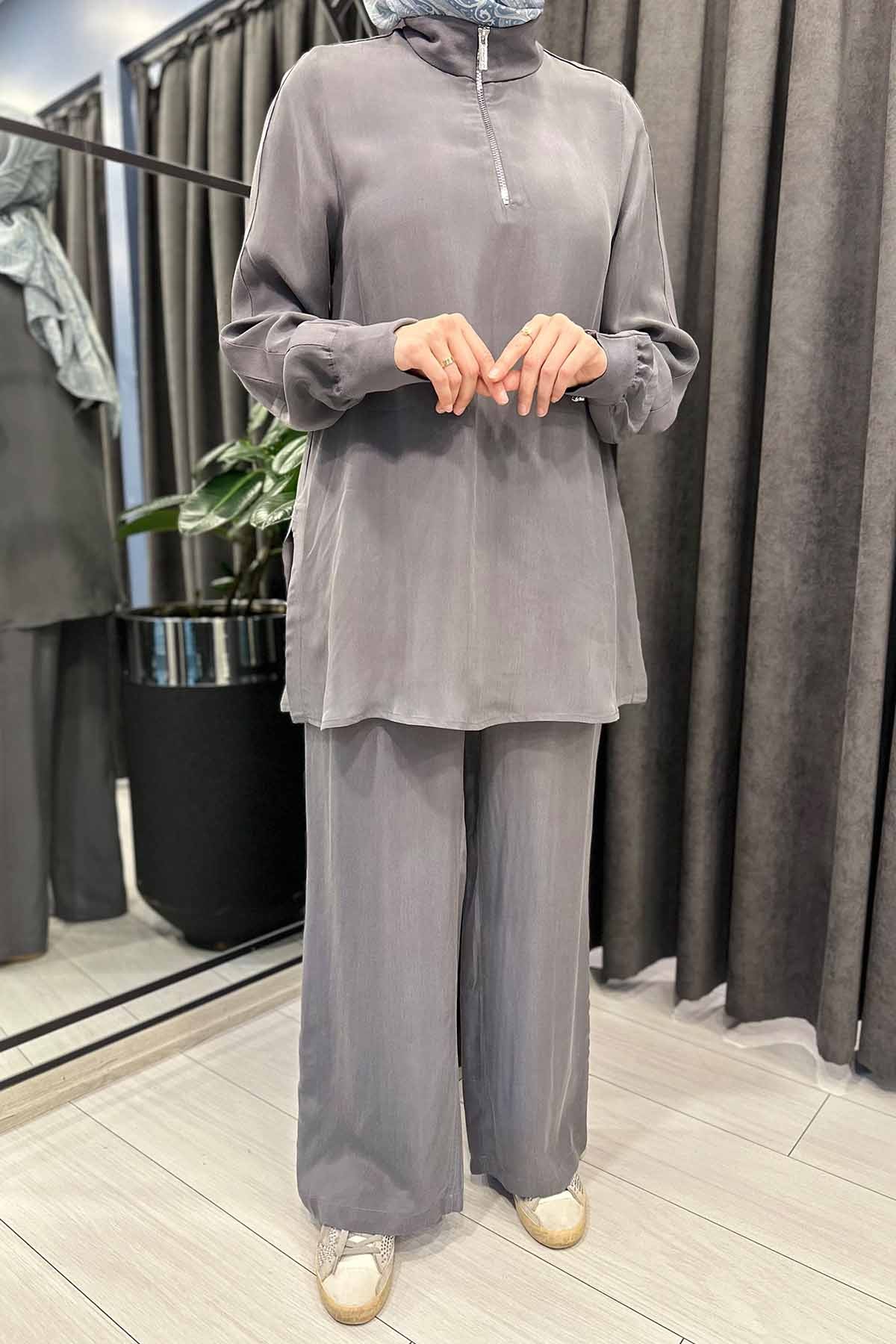 BELİ LASTİKLİ BOL PAÇA CUPRA PANTOLON