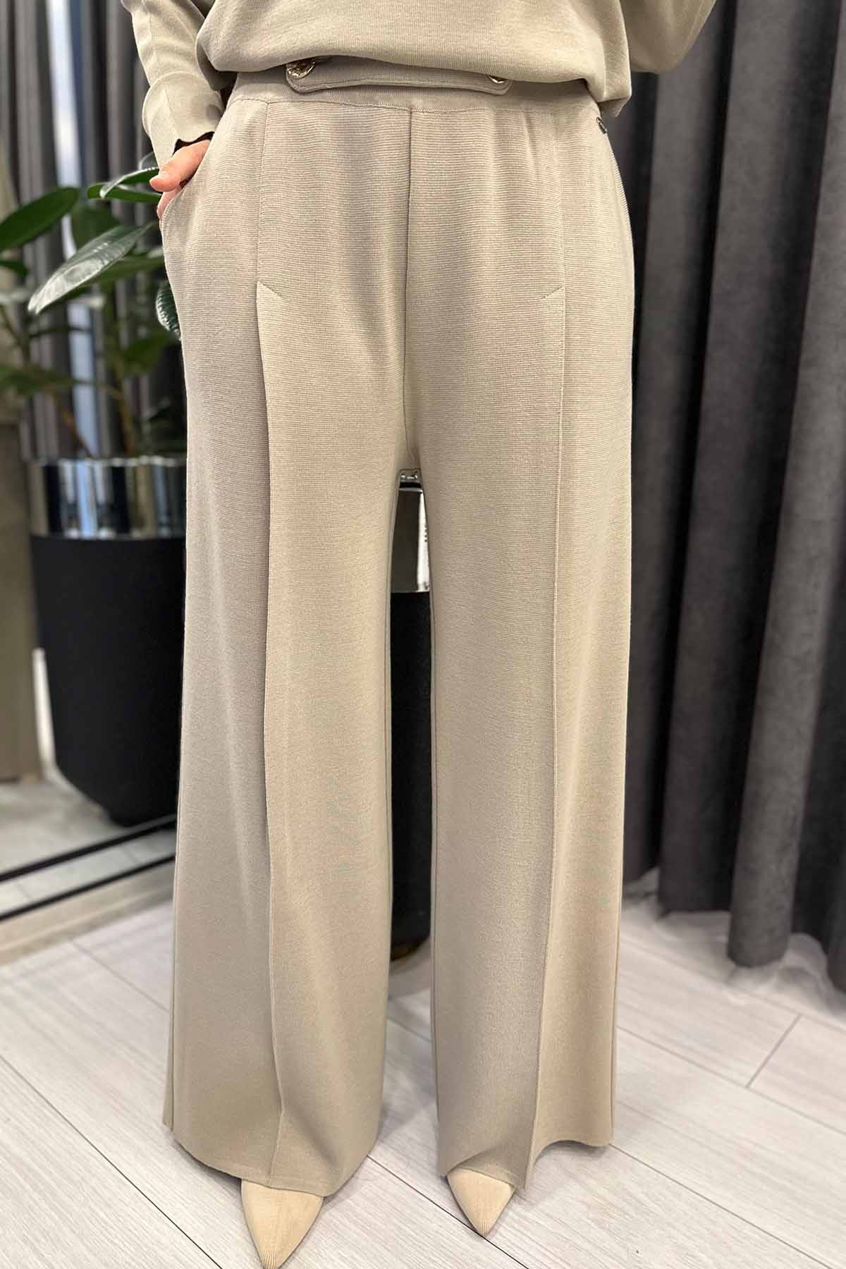 DÜĞME DETAYLI BOL PAÇA PANTOLON