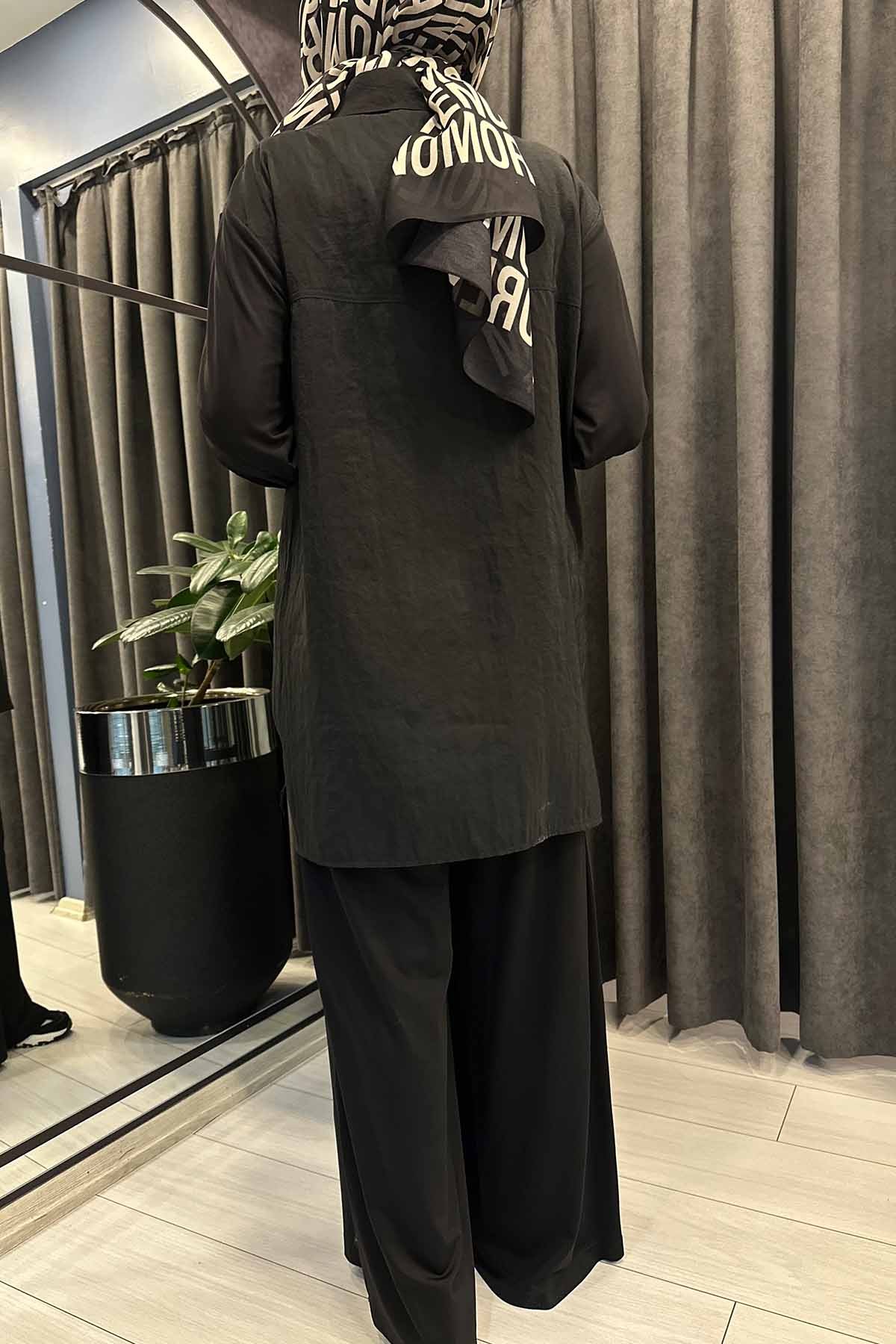 DUBAİ GARNİLİ BAMBU GÖMLEKLİ TAKIM
