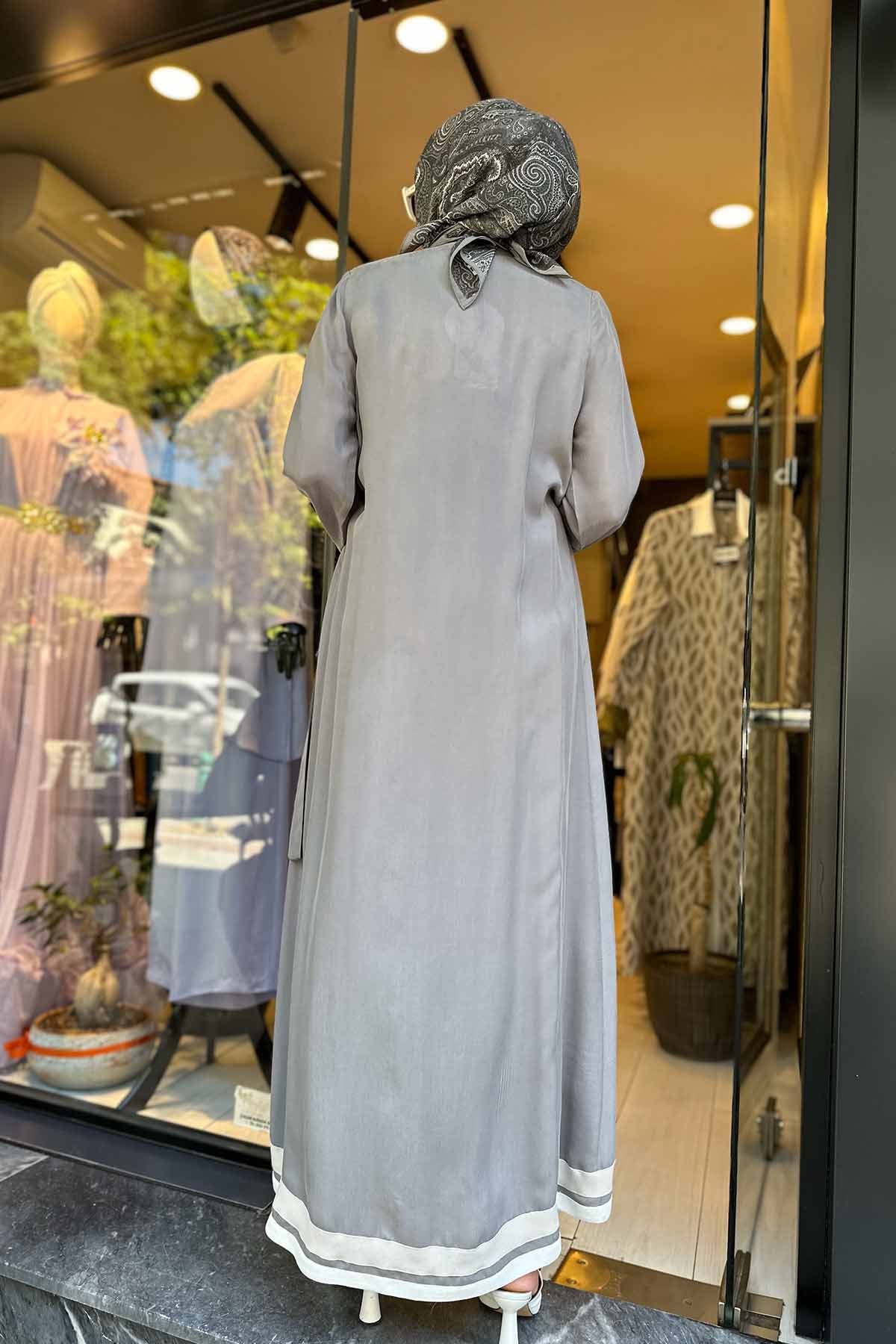 TRİKO TİKTAKLI CUPRA KAFTAN
