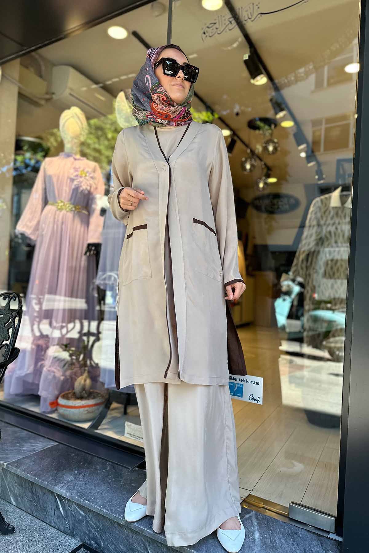 TRİKO CUPRA GARNİLİ KETEN HIRKA