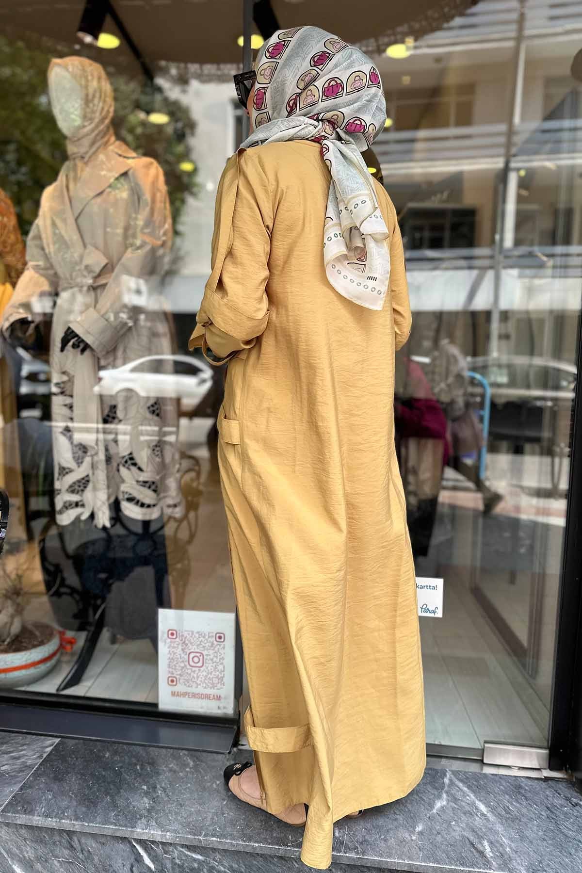 KOLU VE ÖN BEDENİ KAFES DETAYLI FERMUARLI PASION FERACE