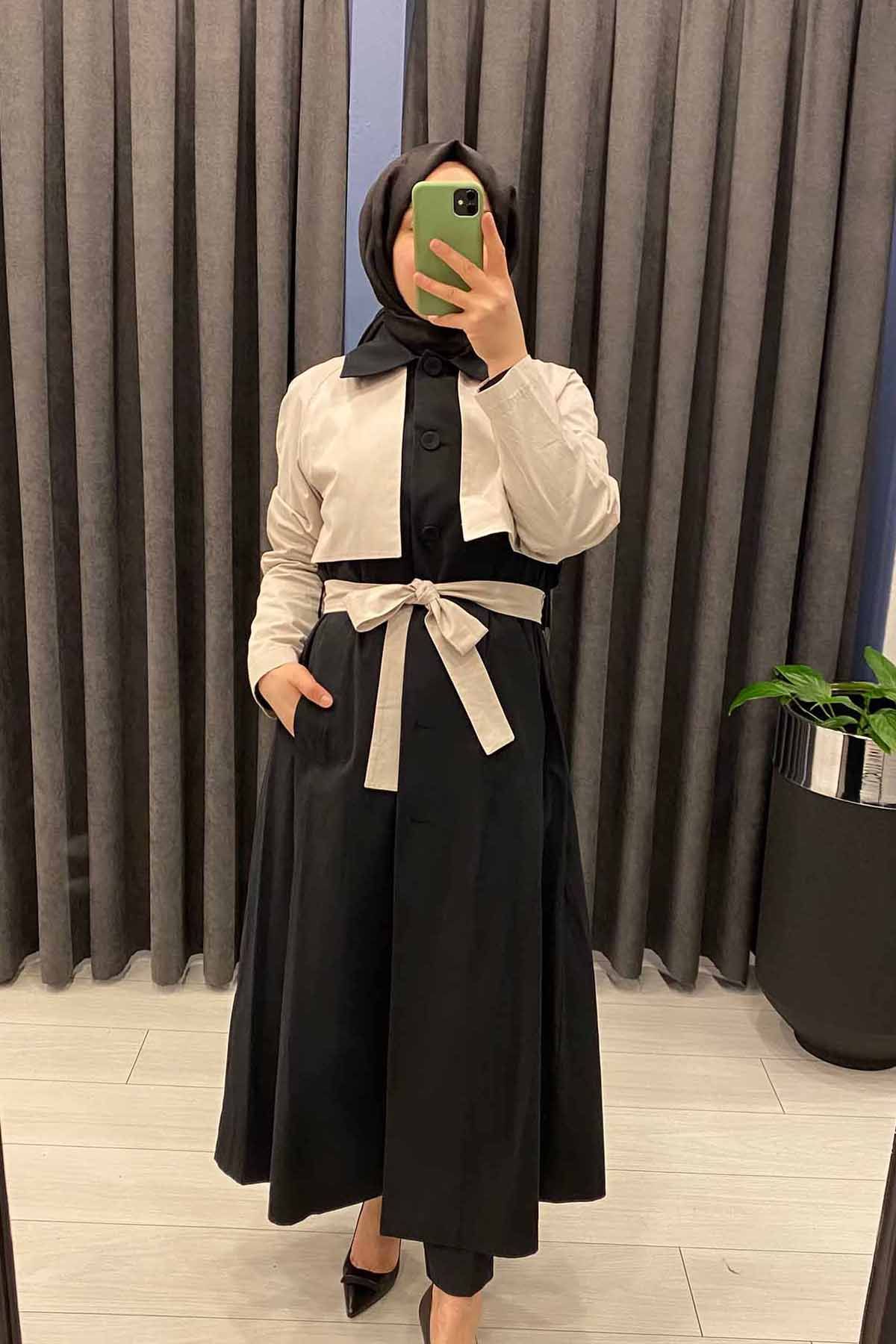 REGLAN KOLLU ARKA KAPALI YIRTMAÇLI TRENÇKOT
