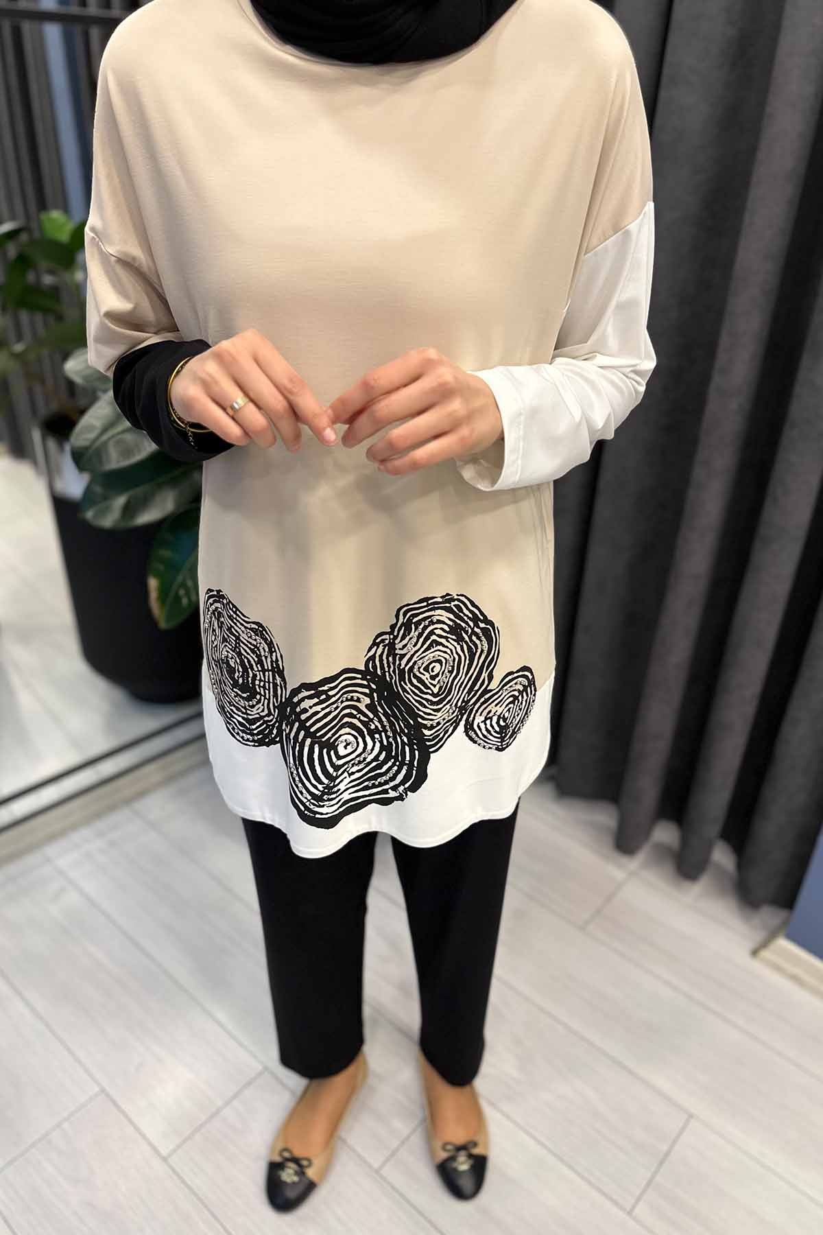 GÜL BASKILI BAMBU TAKIM