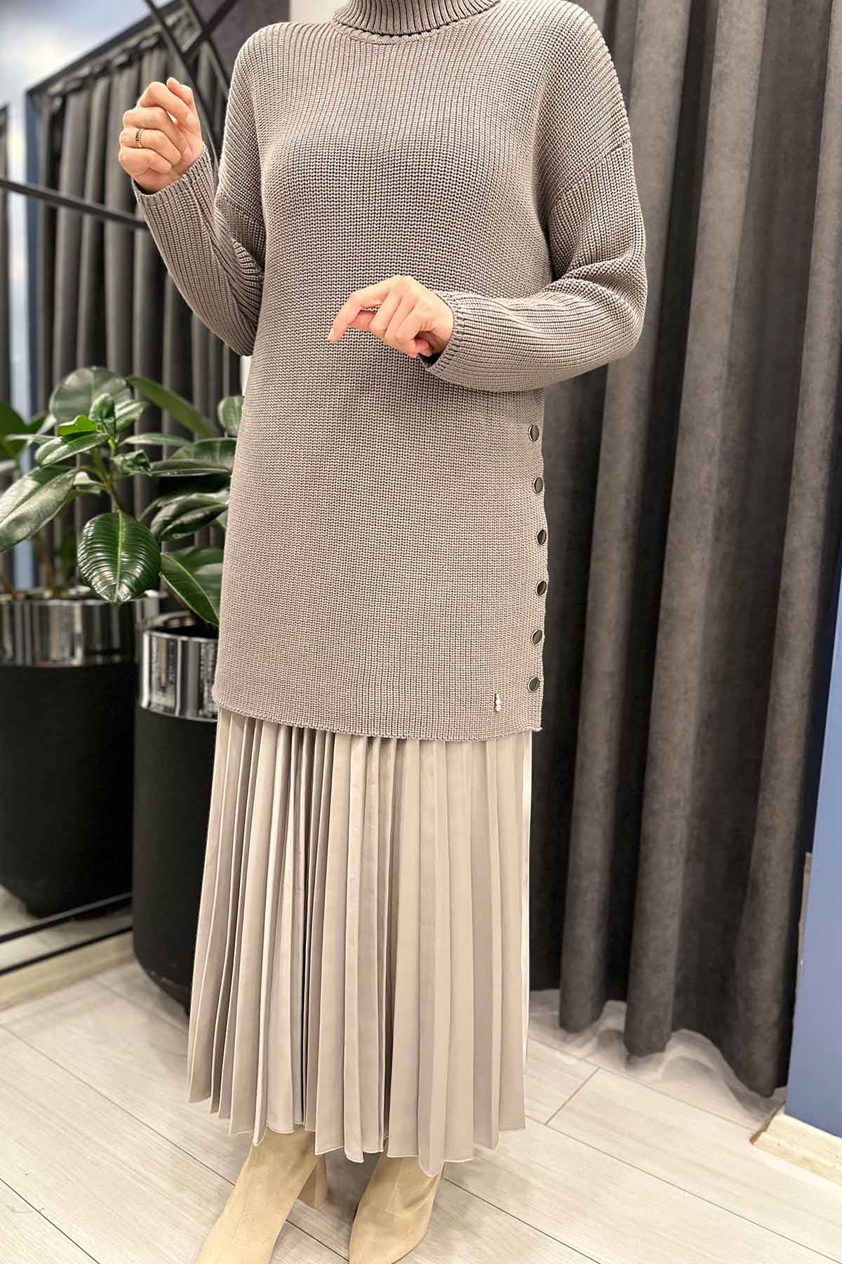 PLİSOLEY DÜZ RENK ETEK