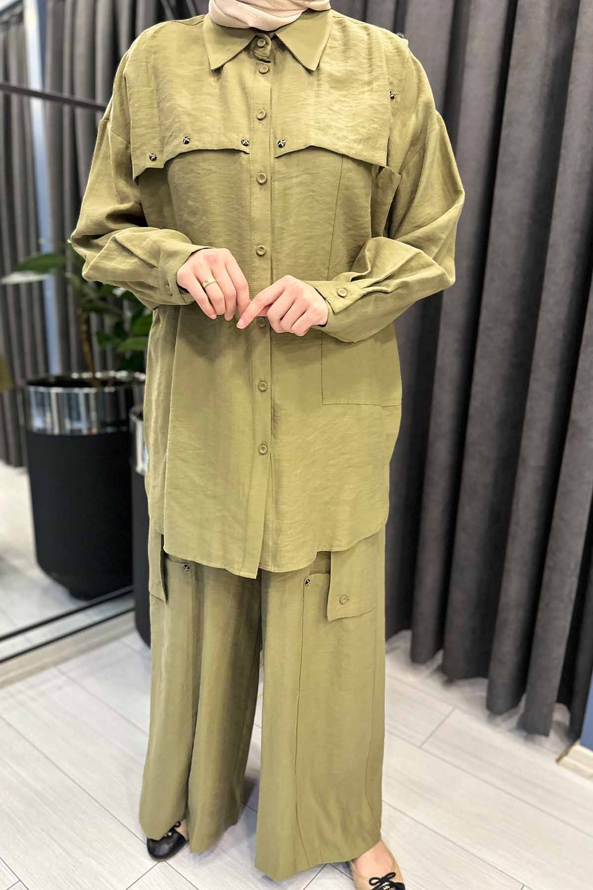 BELİ LASTİKLİ YANDAN UZUN KAPAKLI DÜĞMELİ BOL PAÇA PAISON PANTOLON