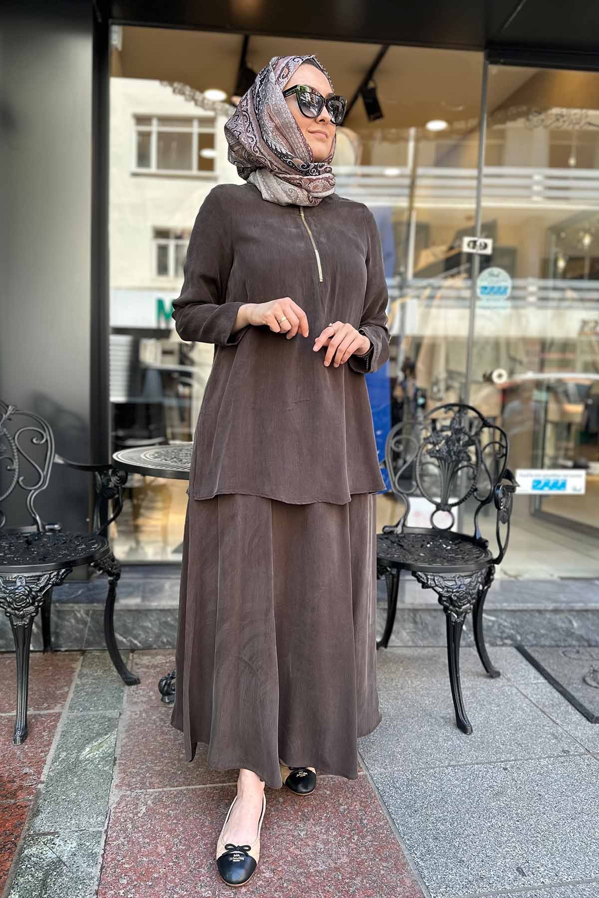 YAKASI FERMUARLI CUPRA TUNİK