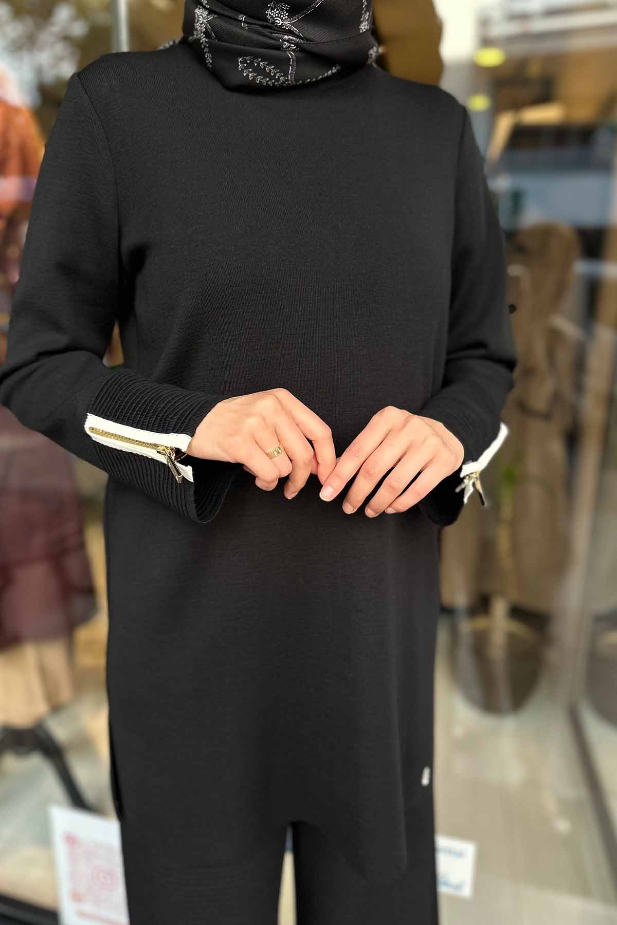 YAKASI VE BİLEĞİ BEKLETME DETAYLI TUNİK