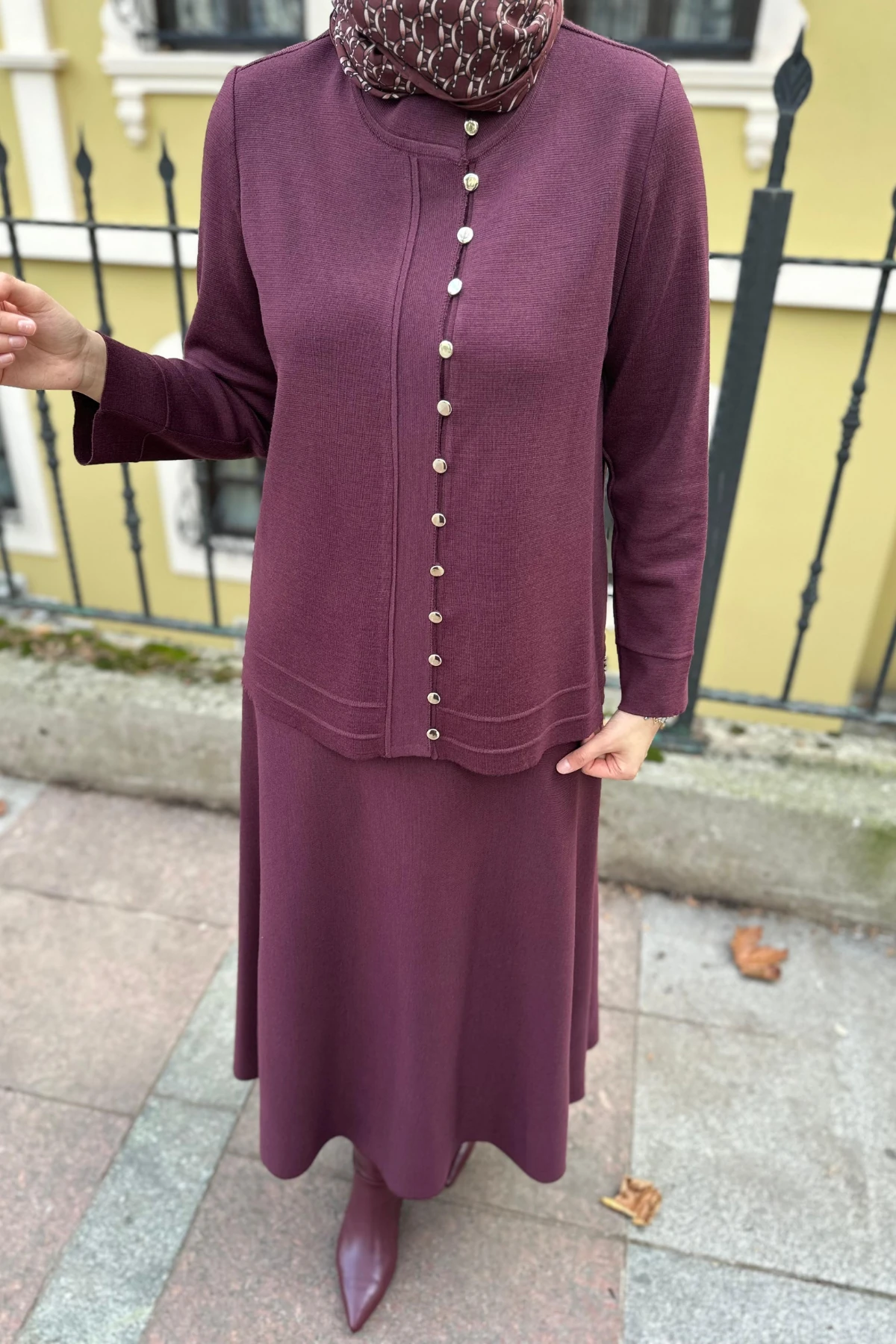 Düğme Detaylı Siyah Triko Ceket