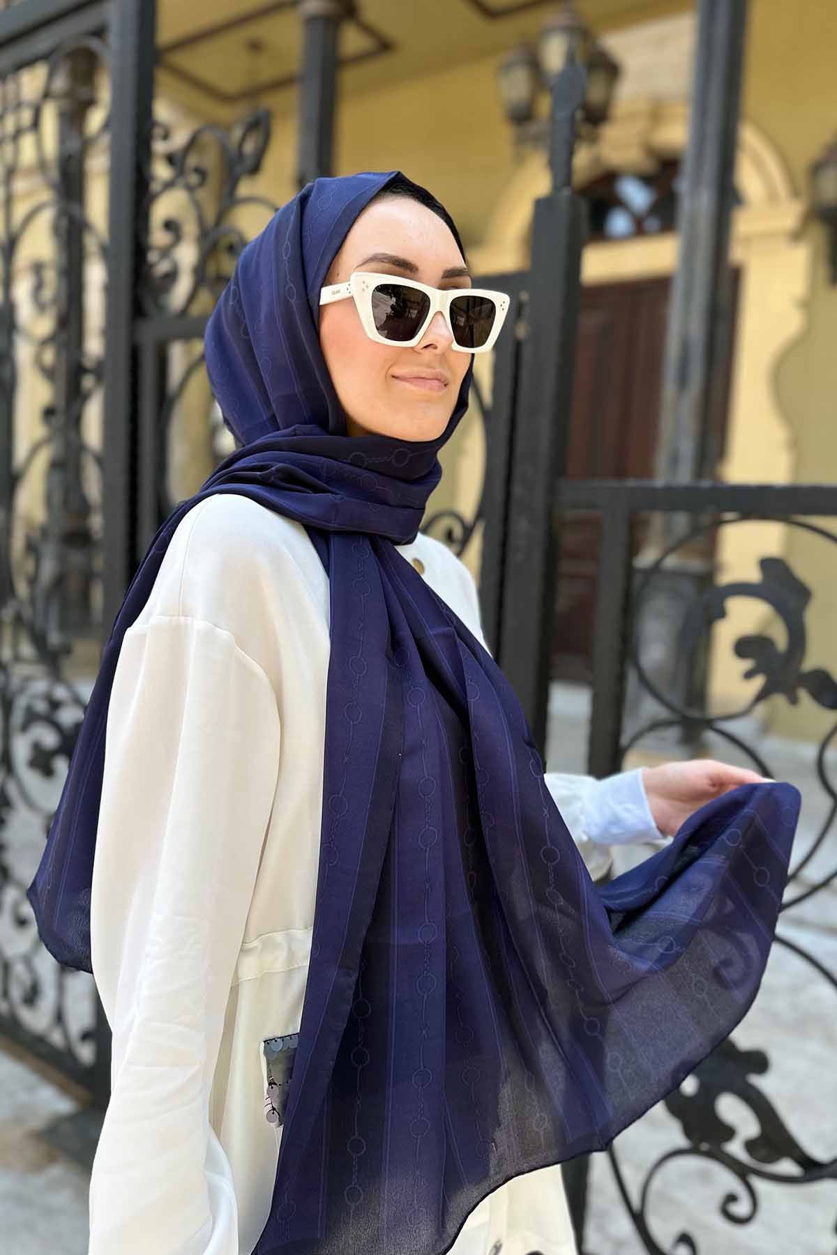 NAVY BLUE CHAİN ŞAL