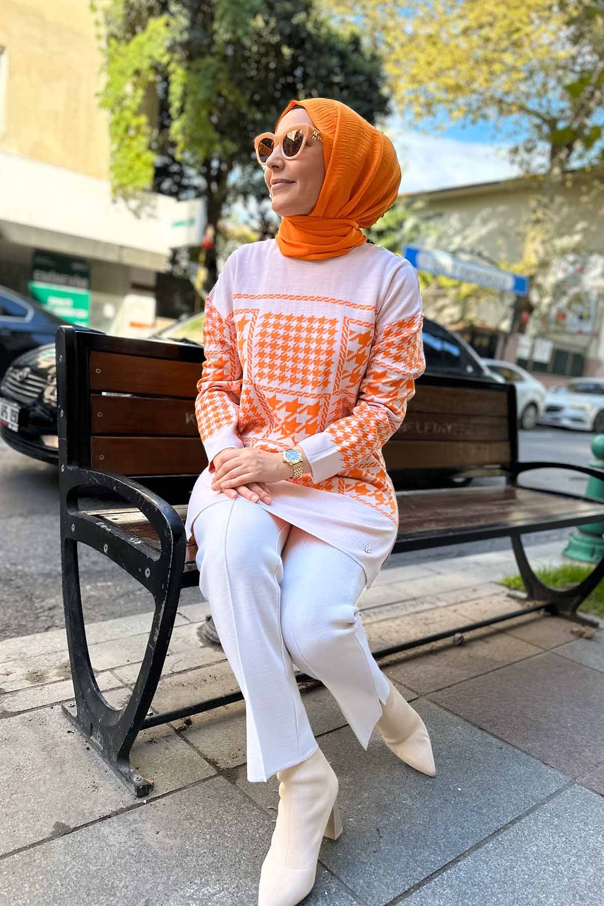 KAZ AYAĞI DESENLİ TRİKO TUNİK