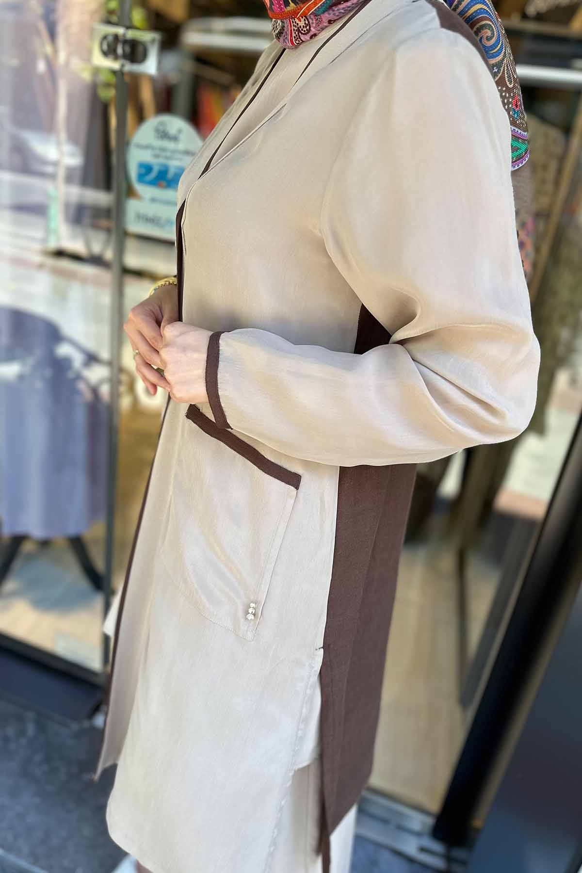 TRİKO CUPRA GARNİLİ KETEN HIRKA