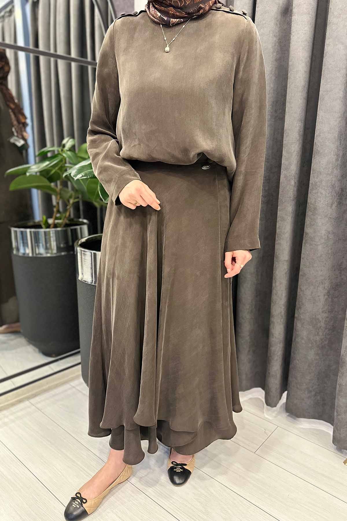 OMUZU DÜĞME DETALI CUPRA TUNİK