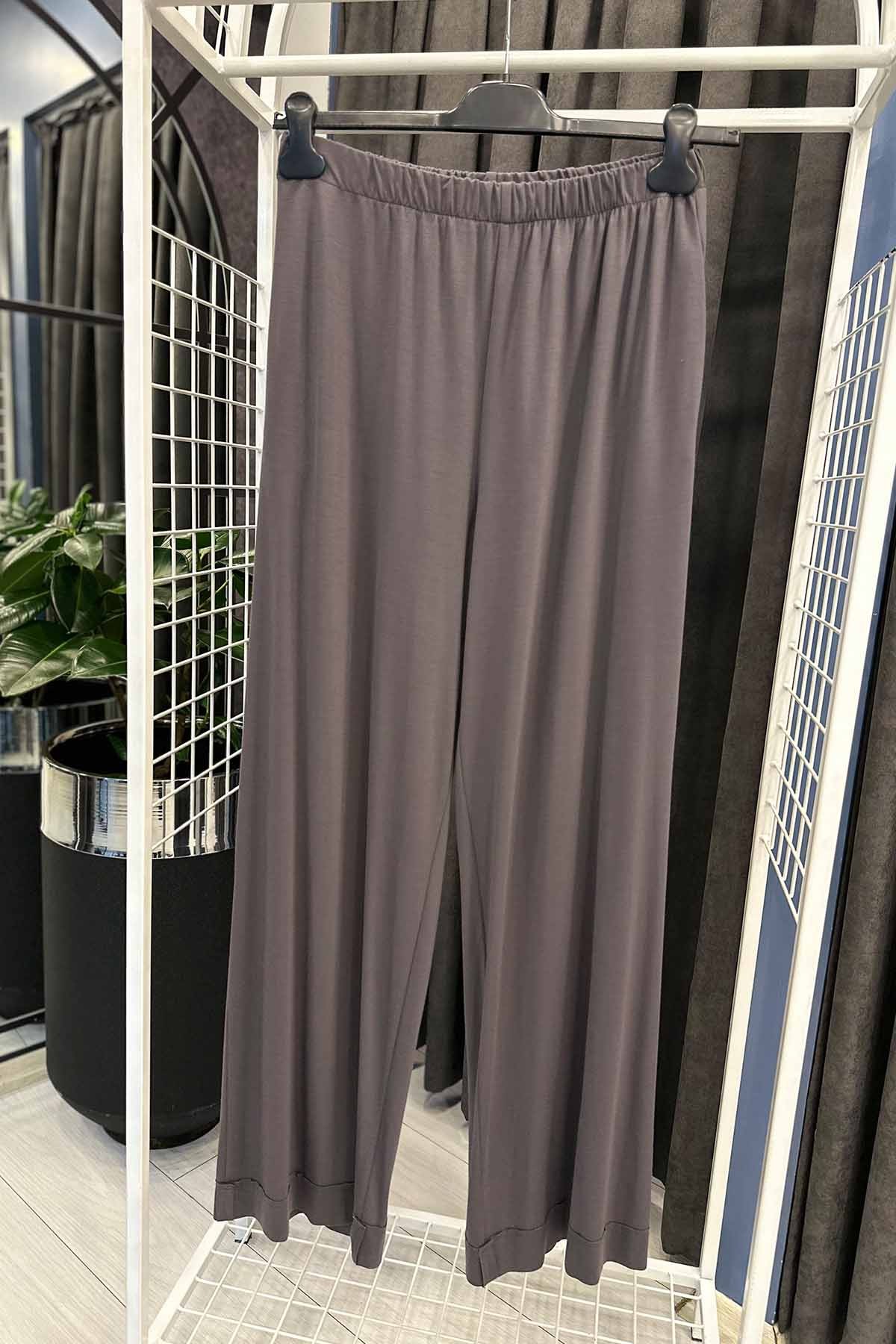 PAÇASI KATLAMA DİKİŞ BELİ LASTİKLİ BOL PAÇA BAMBU PANTOLON