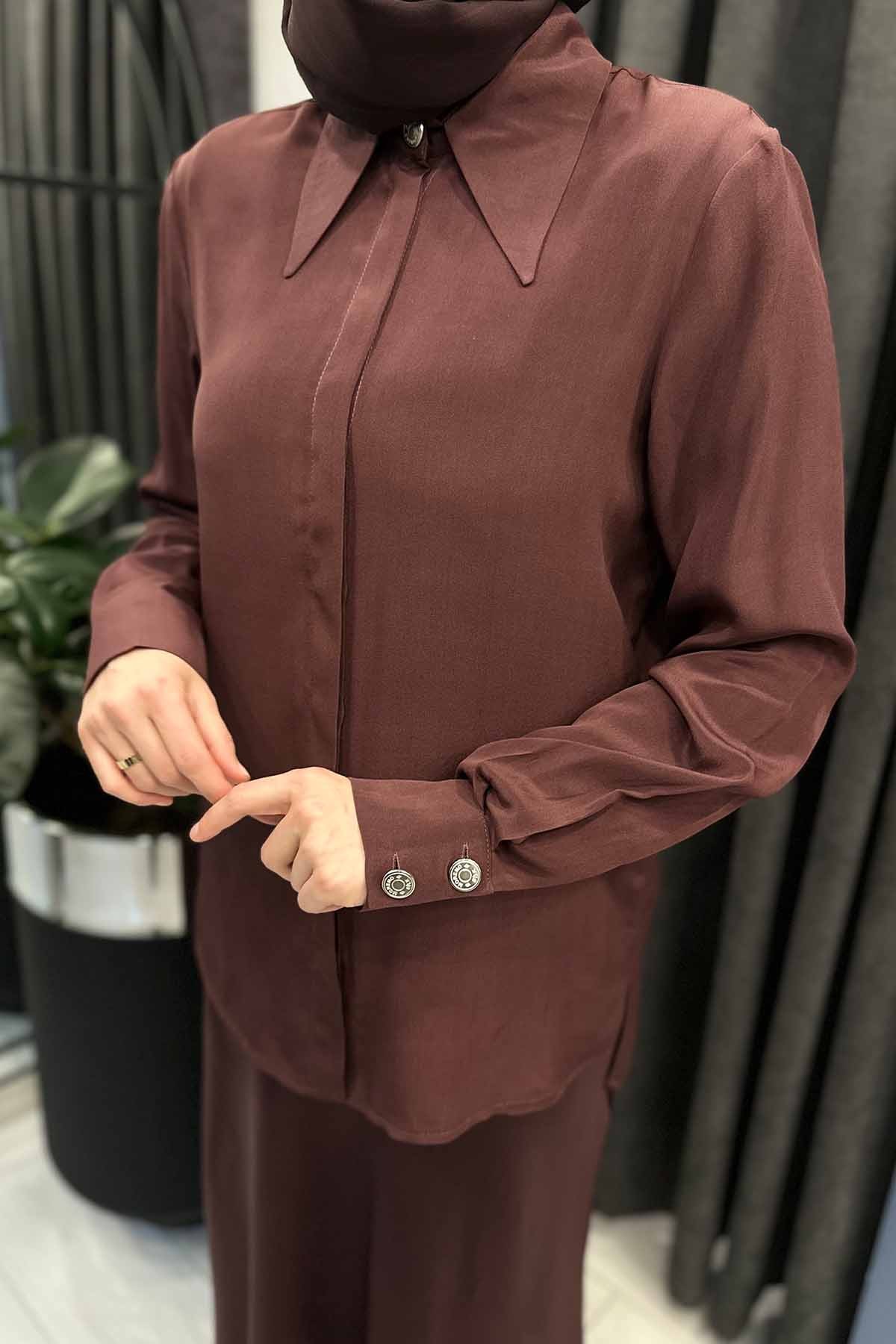 BORDO İPEK GÖMLEK